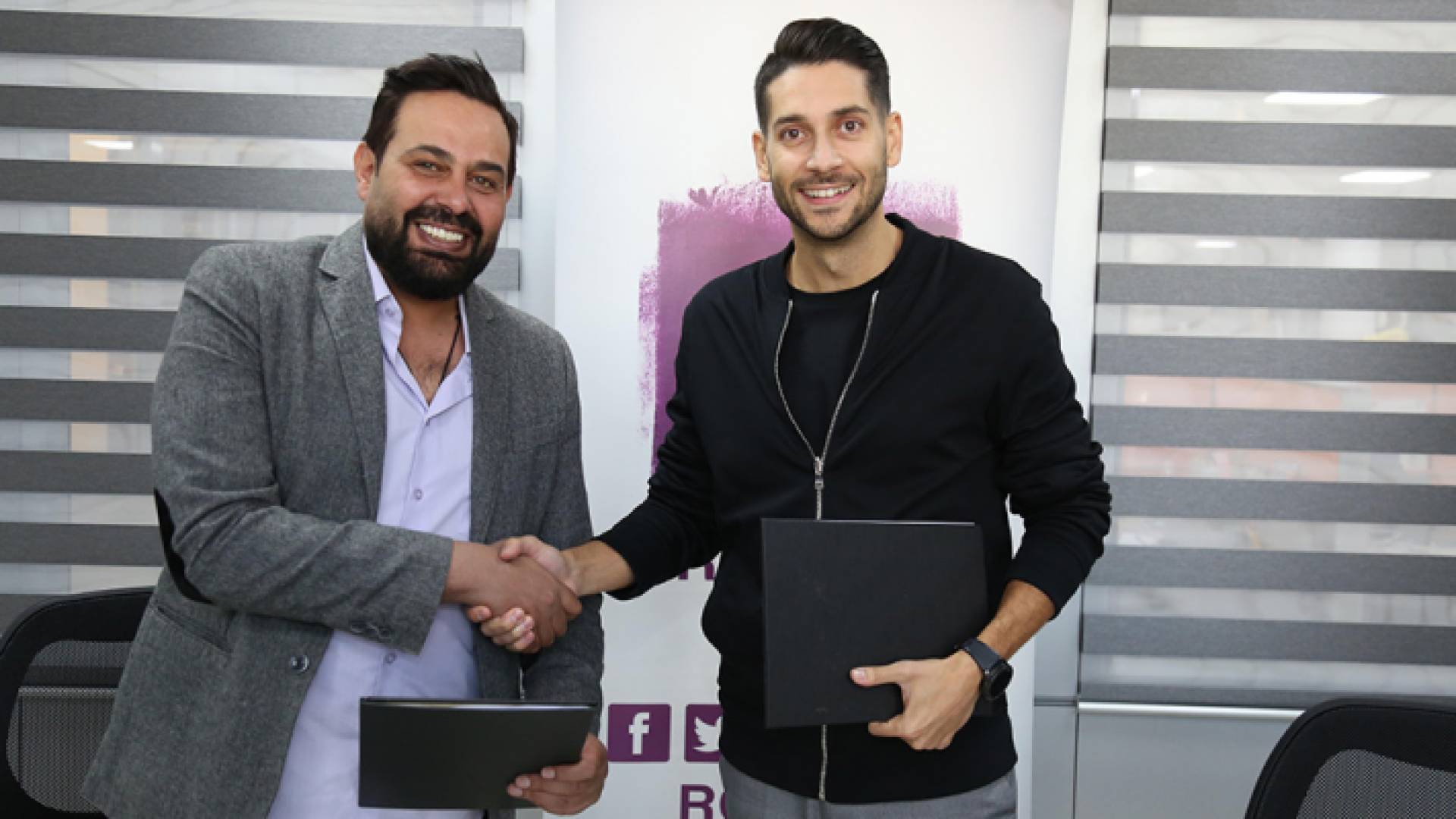 مدير عام رؤيا المهندس فارس الصابغ والفنان الكوميدي عماد فراجين