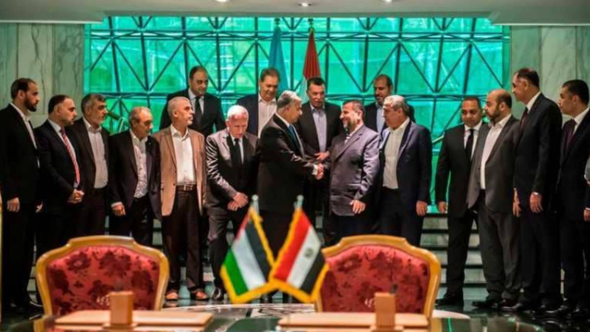 جانب من اللقاء المصري الفلسطيني