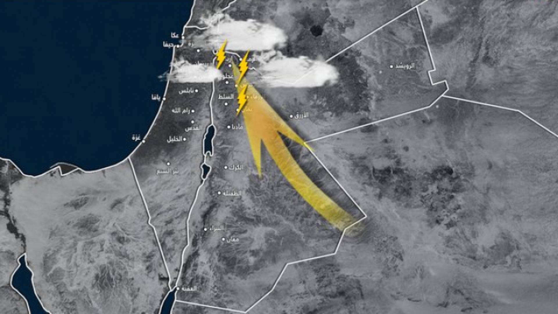 بداية تأثير السحب الرعدية على شمال المملكة