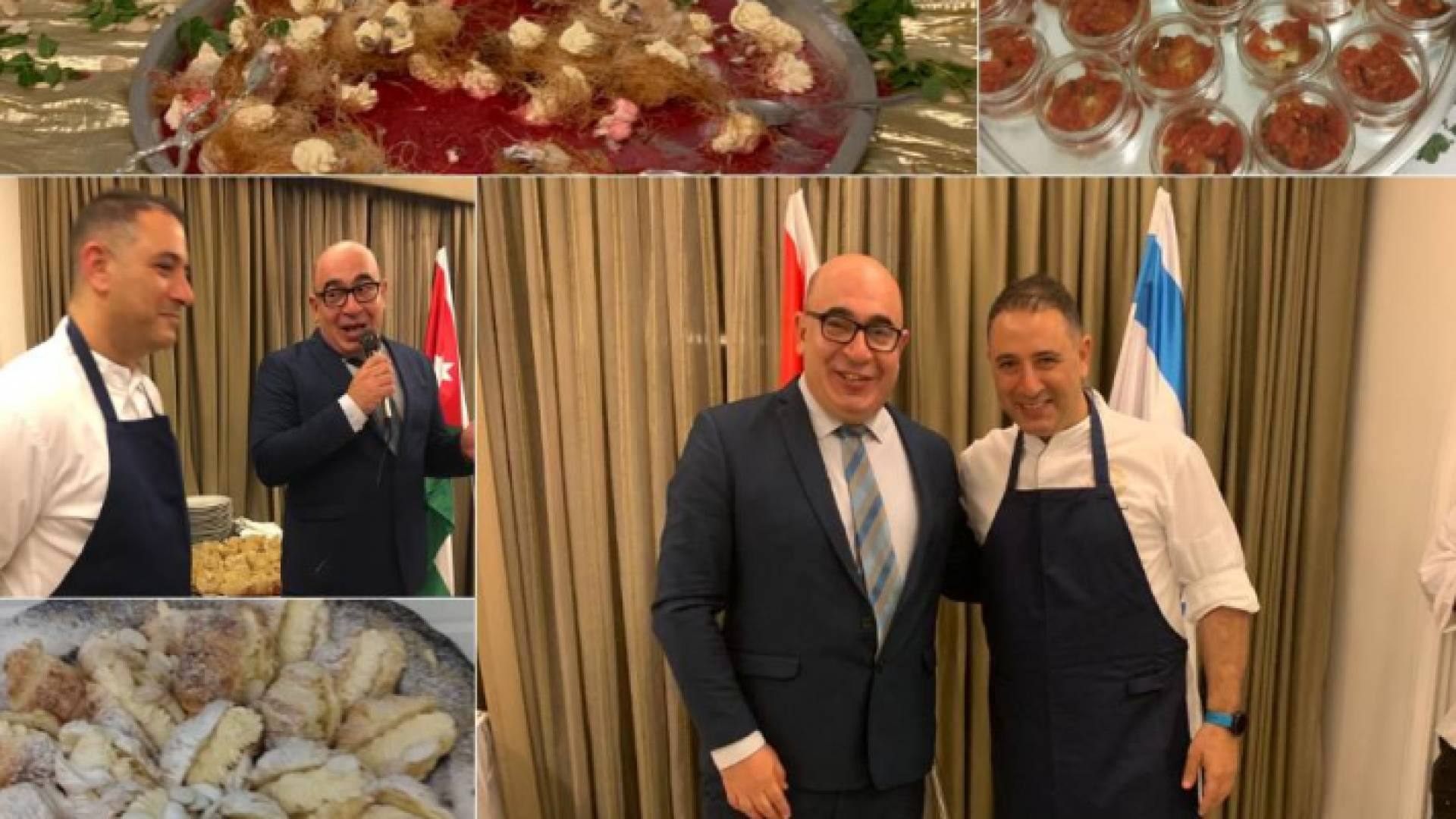 صورة لحفل العشاء يظهر فيها سفير تل أبيب والشيف آفي ليفي