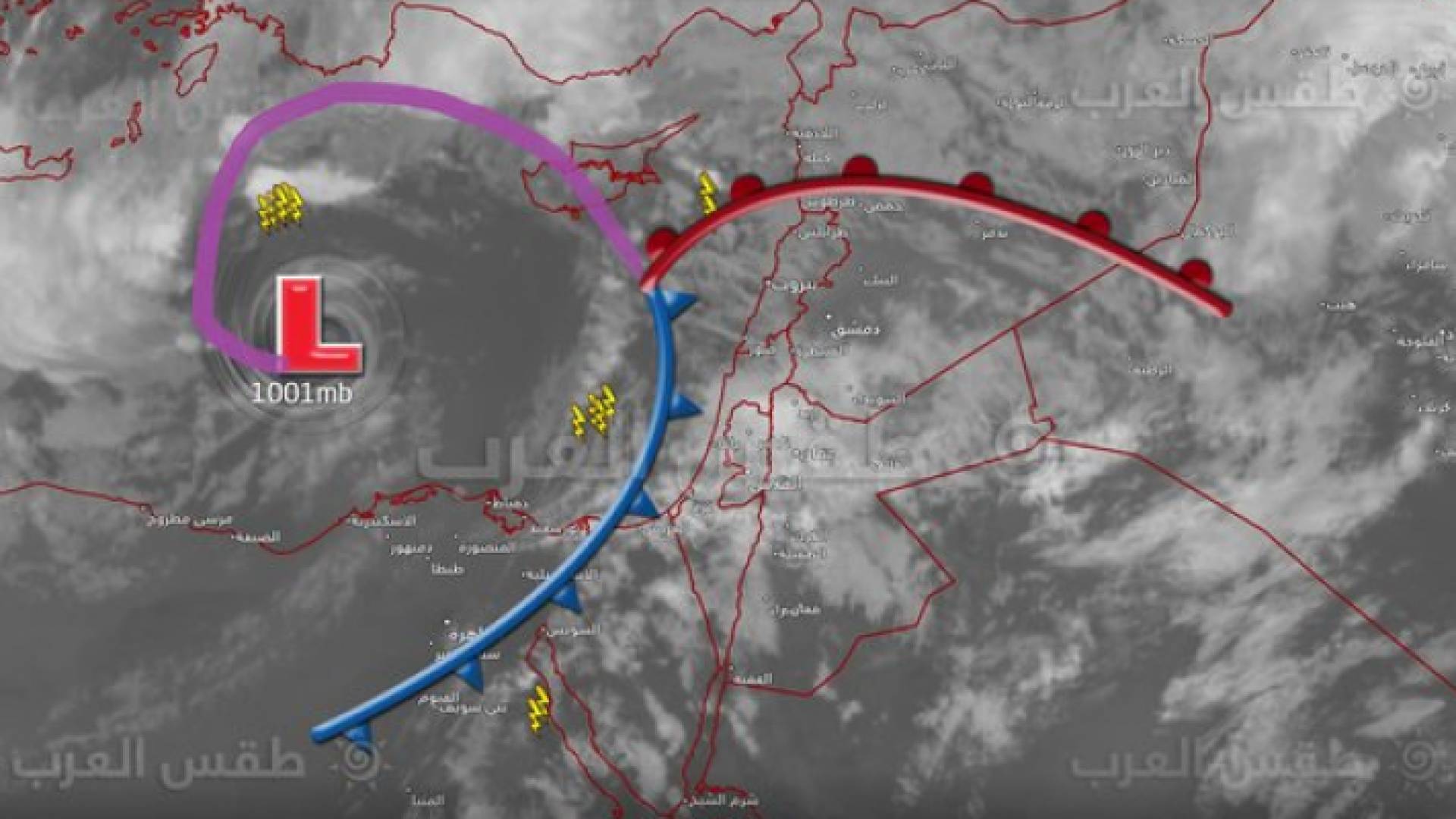 طقس العرب: تزايد السحب الركامية بعد منتصف الليل والفجر في مقدمة جبهة باردة صباح السبت
