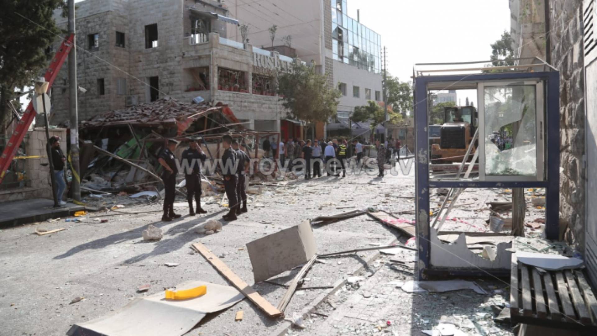 الانفجار الذي وقع في شارع الرينبو بمنطقة جبل عمان