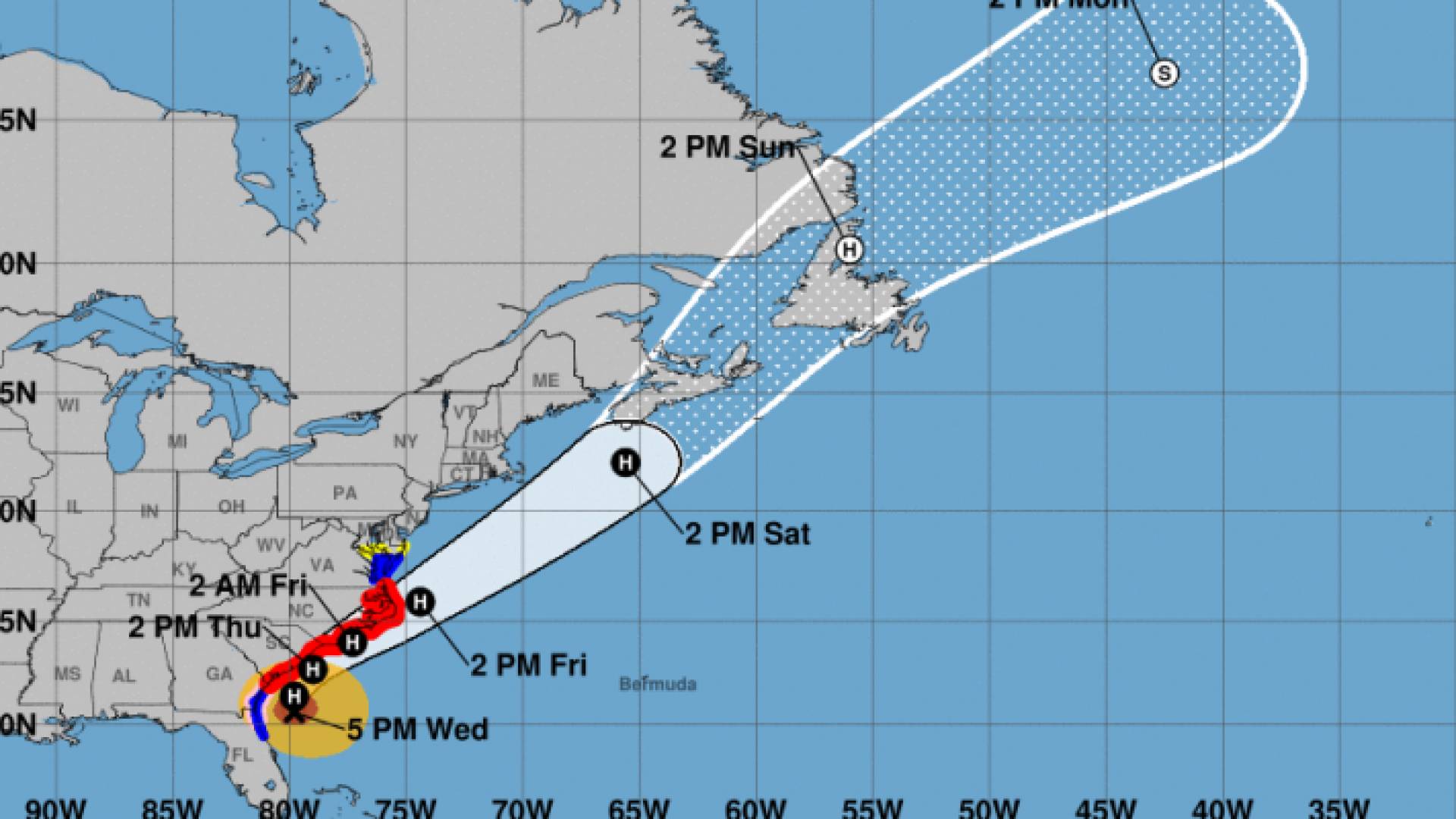 صورة لخرائط الاعصار نشرتها السفارة الاردنية في واشنطن