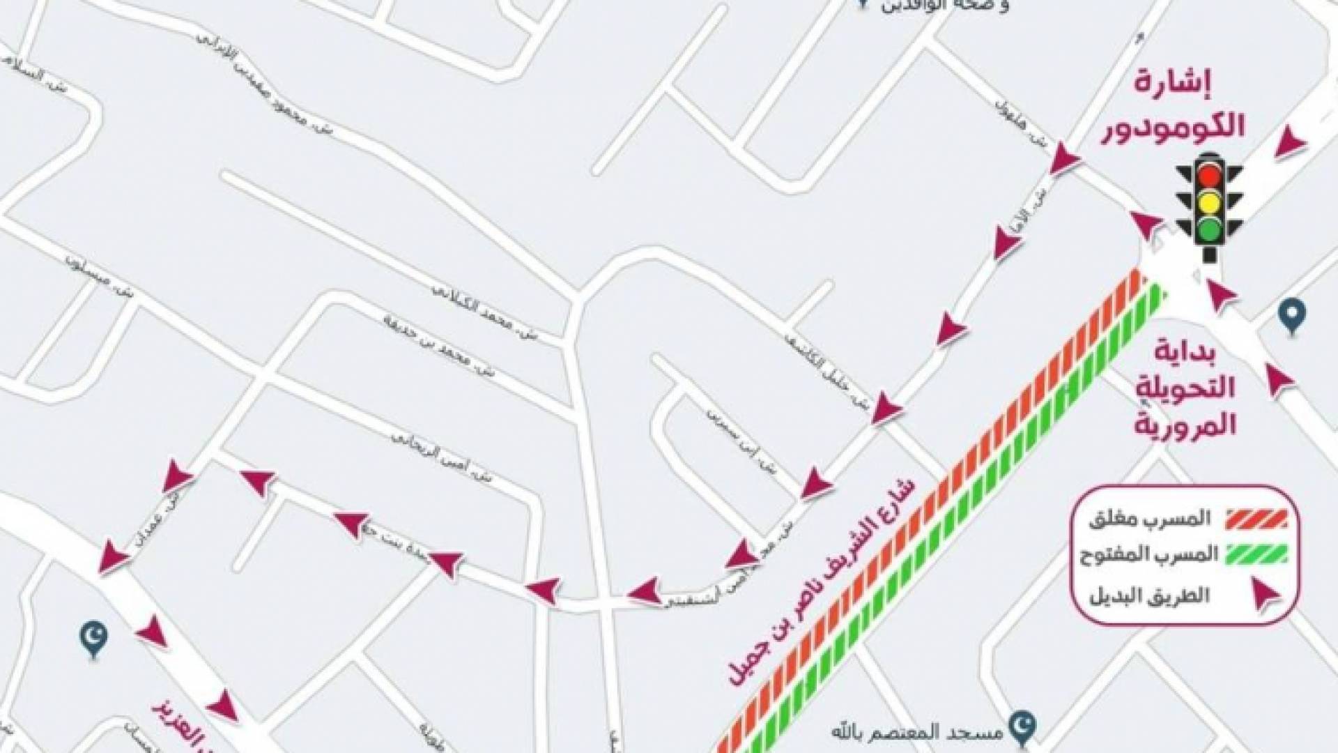 خارطة للتحويلات المرورية