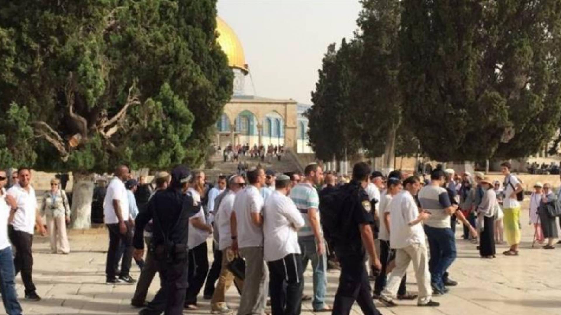 عشرات المستوطنين يقتحمون باحات الأقصى تحت حماية شرطة الإحتلال