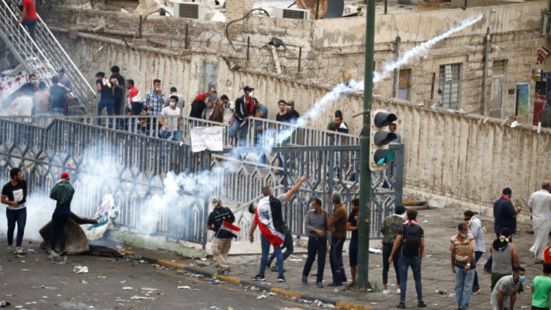 الصورة من الاحتجاجات في العراق