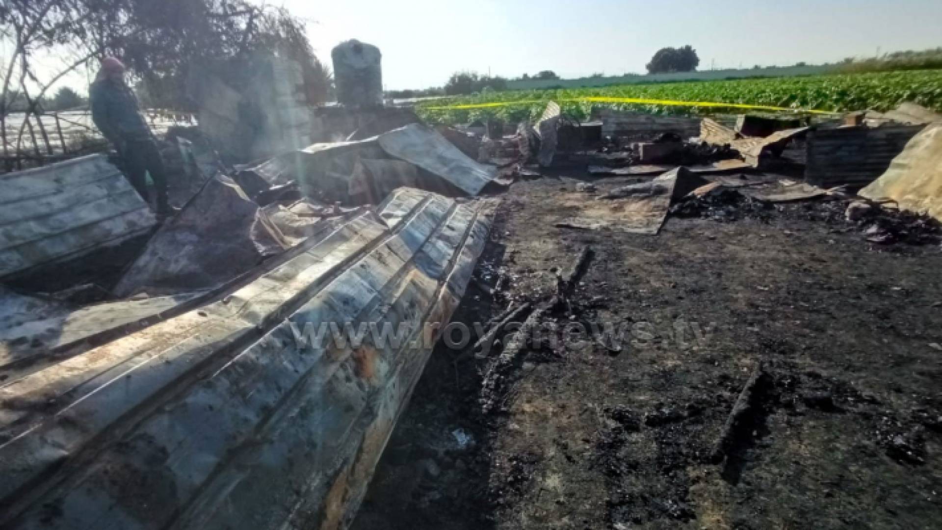 من موقع الحريق في المزرعة بالشونة الجنوبية