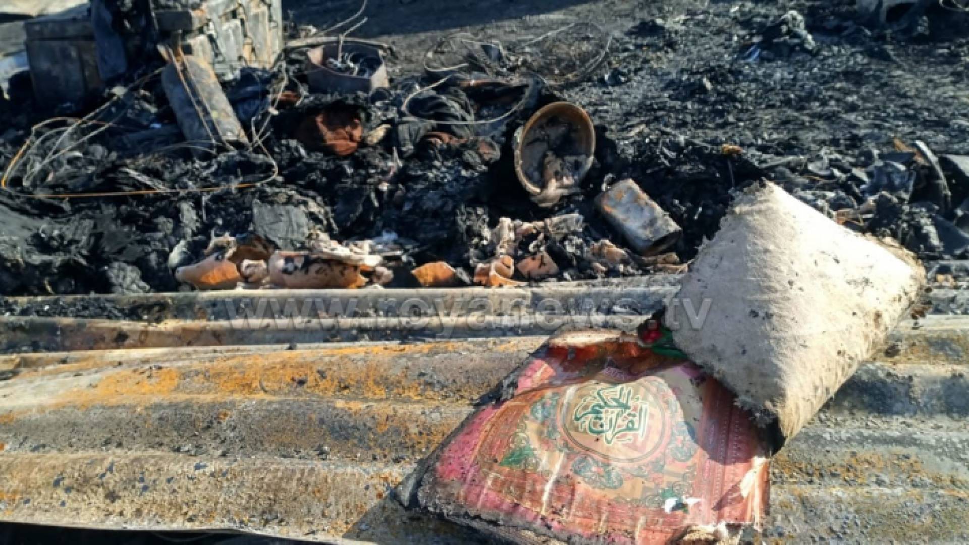 من موقع الحريق في المزرعة بالشونة الجنوبية