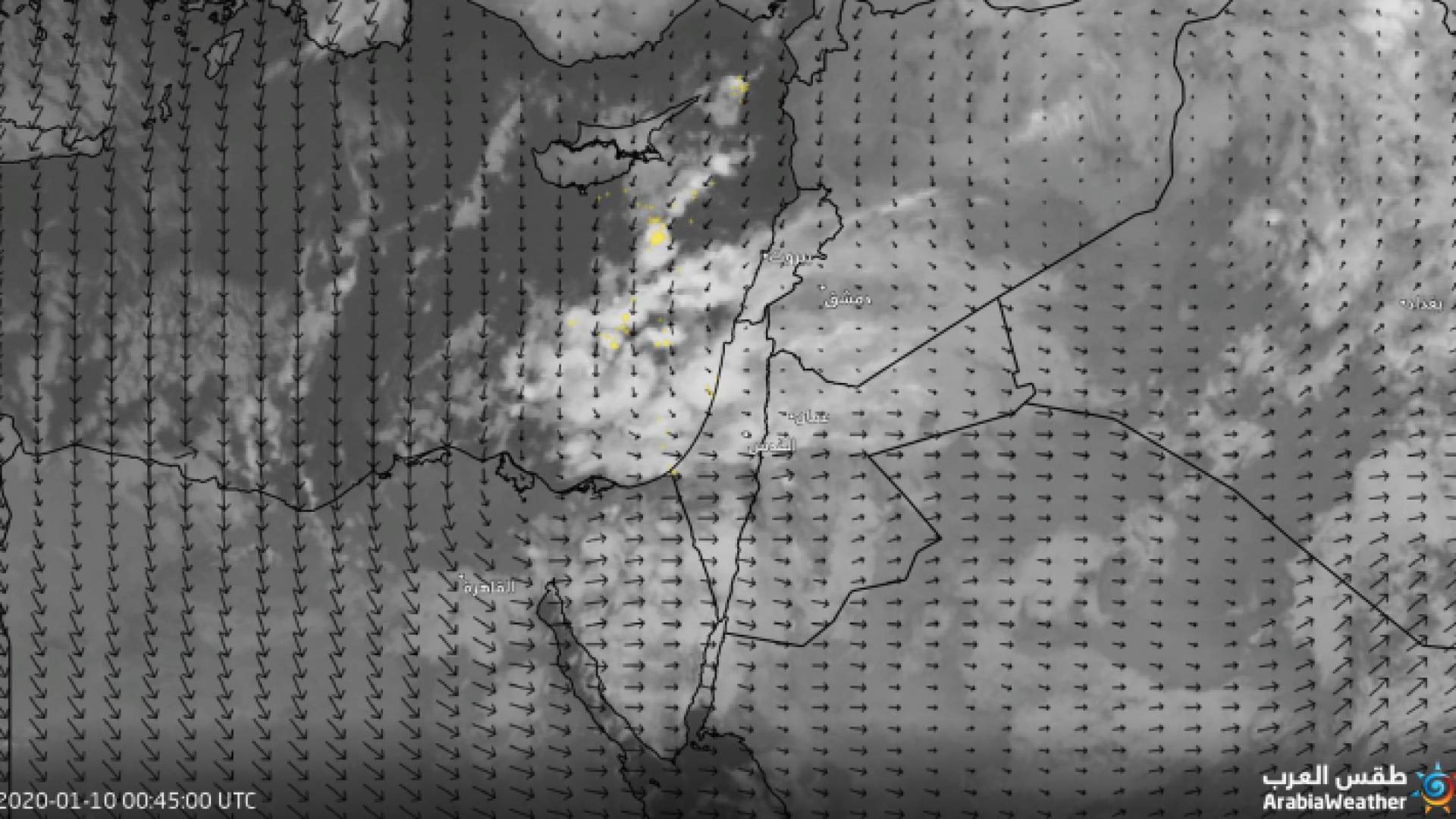 خريطة توضيحية من موقع طقس العرب