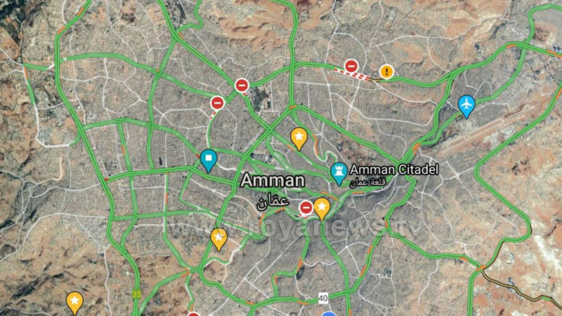 صورة لخرائط جوجل للعاصمة عمان