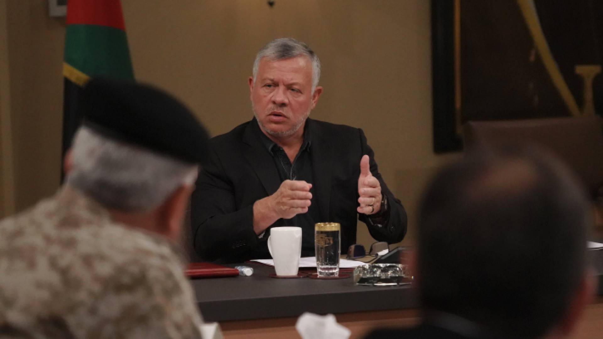 جلالة الملك لدى ترؤسه اجتماعا لمتابعة إجراءات القطاع الصحي فيما يتعلق بفيروس كورونا