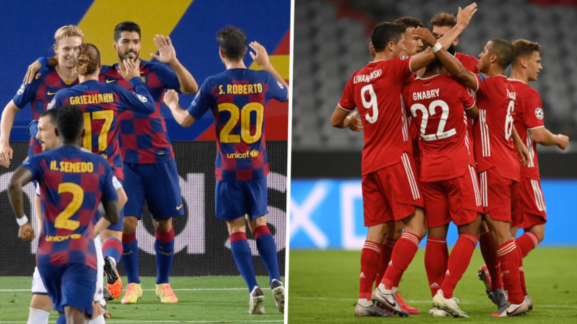 لاعبو برشلونة وبايرن ميونخ