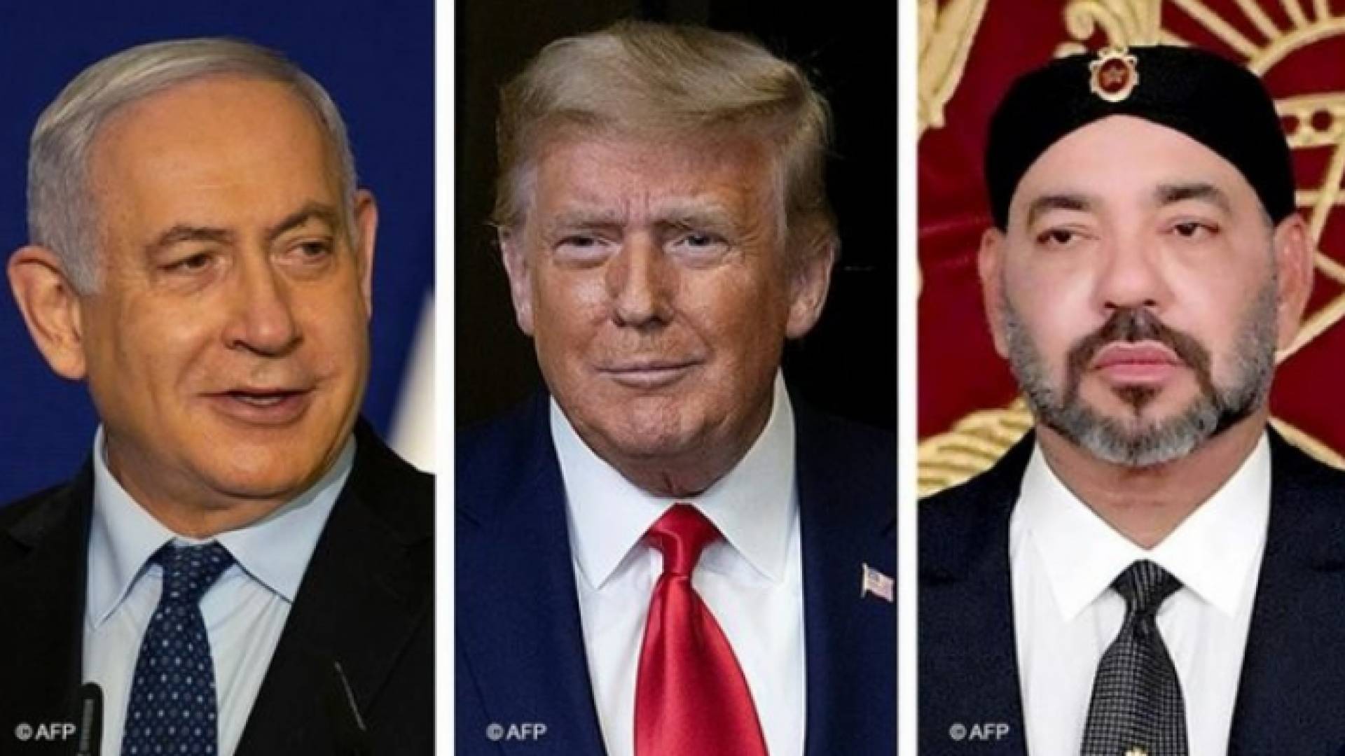 ملك المغرب وترمب ونتنياهو