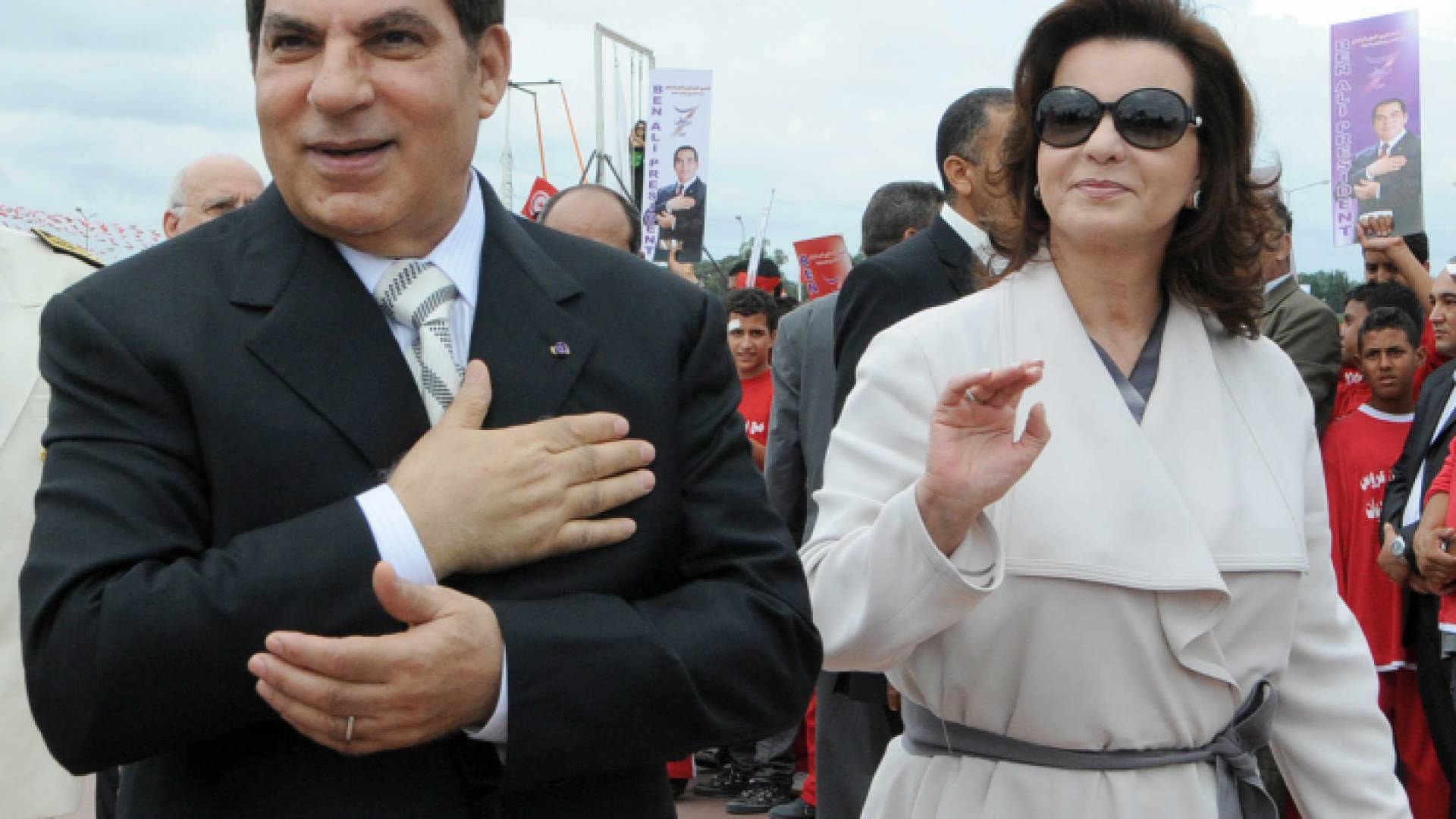 الرئيس التونسي الأسبق الراحل زين العابدين بن علي وزوجته