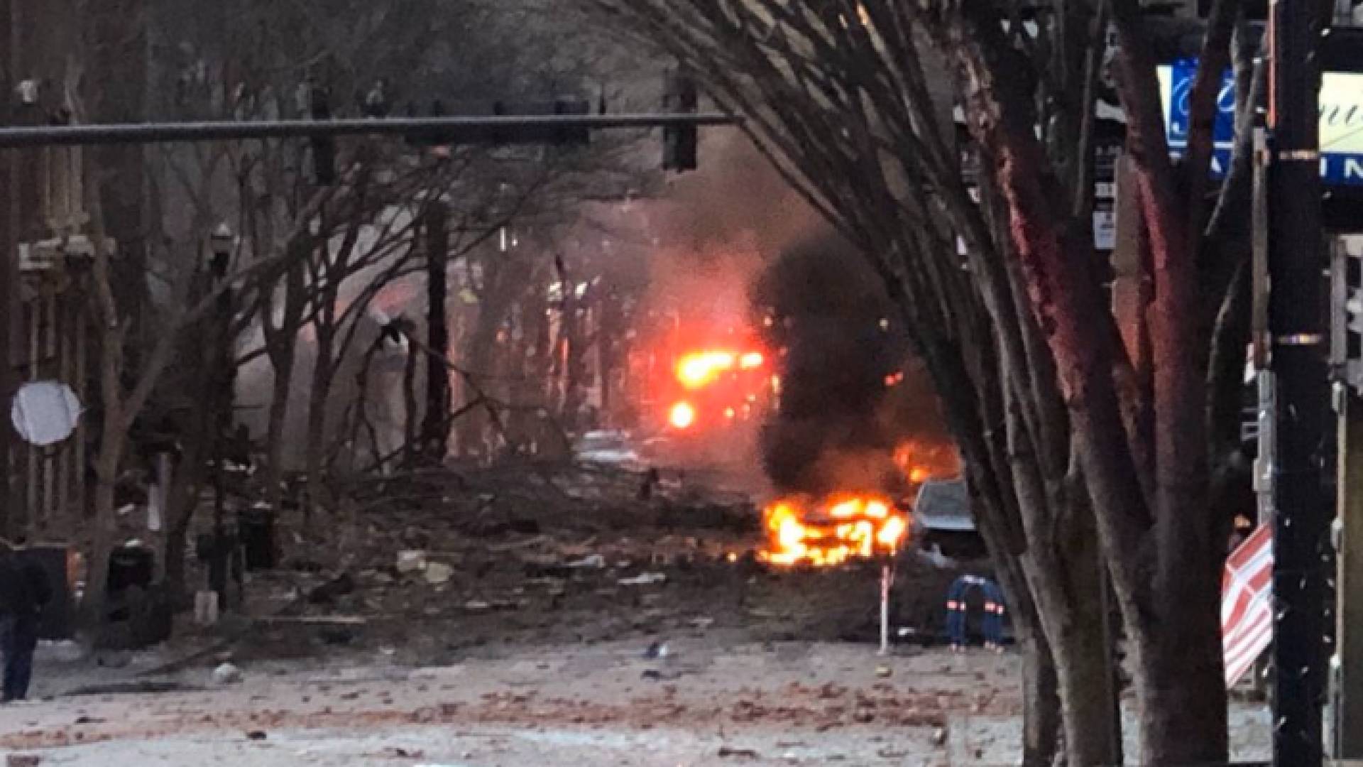 آثار الانفجار الذي وقع في مدينة ناشفيل