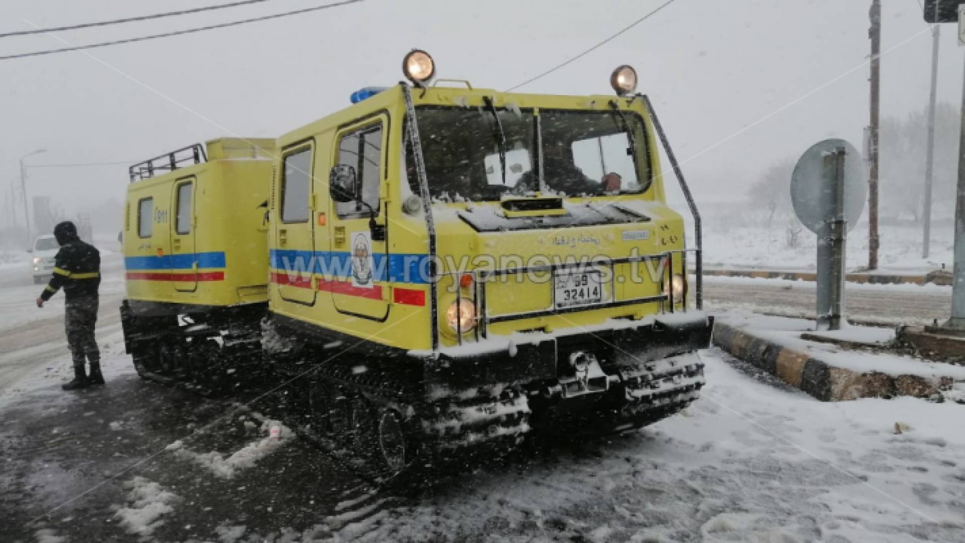 الصورة من تساقط الثلوج في عجلون صباح الأربعاء