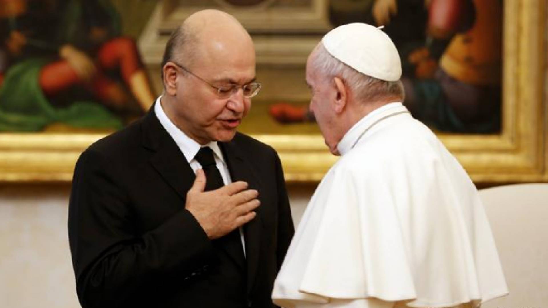 جانب من لقاء البابا والرئيس العراقي