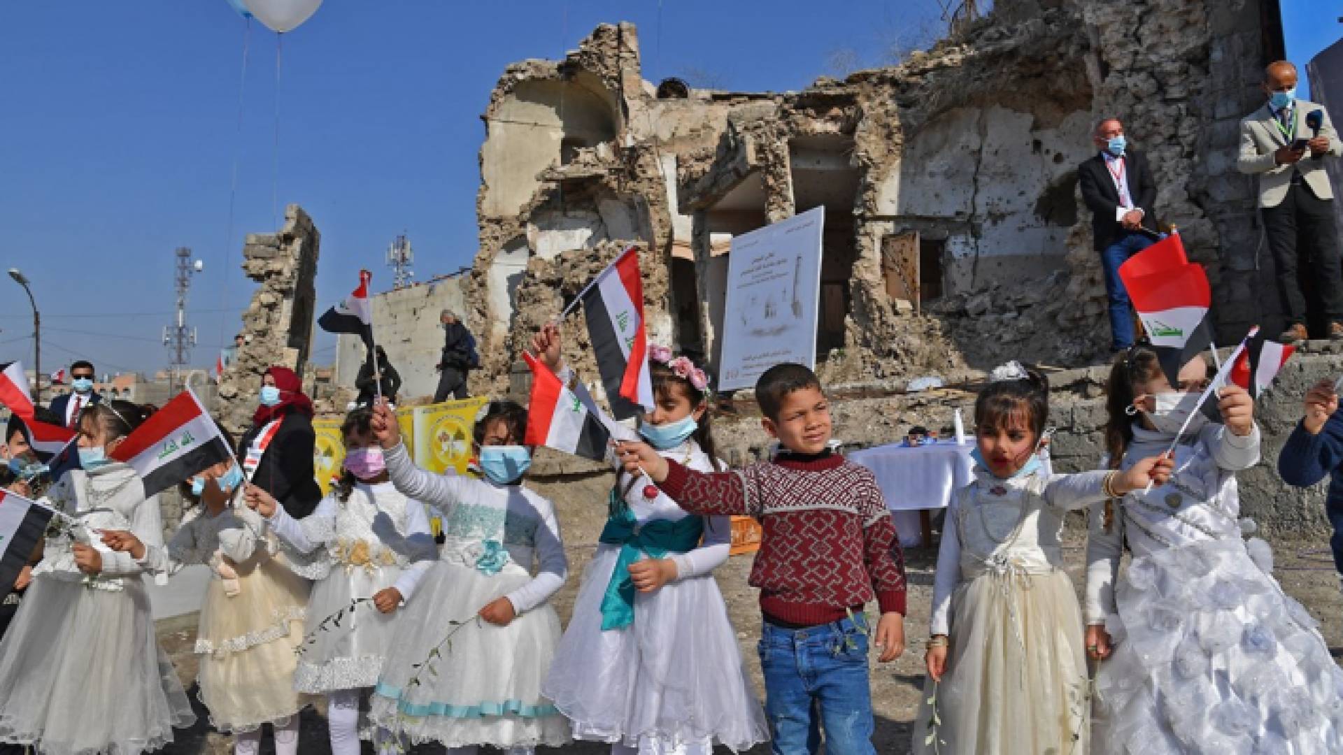 جانب من استقبال البابا فرنسيس في الموصل