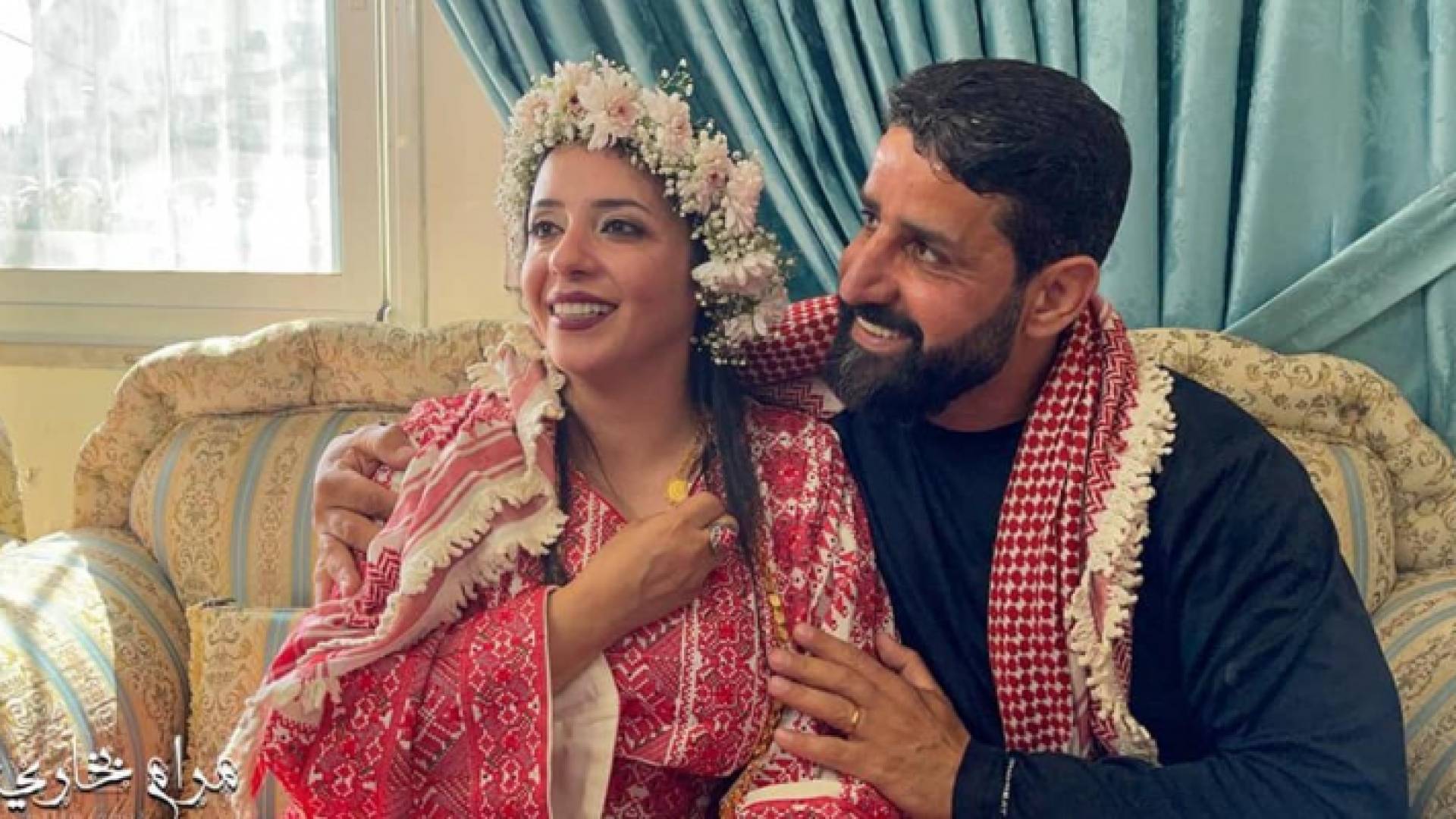 الأسير المحرر مجد بربر وزوجته