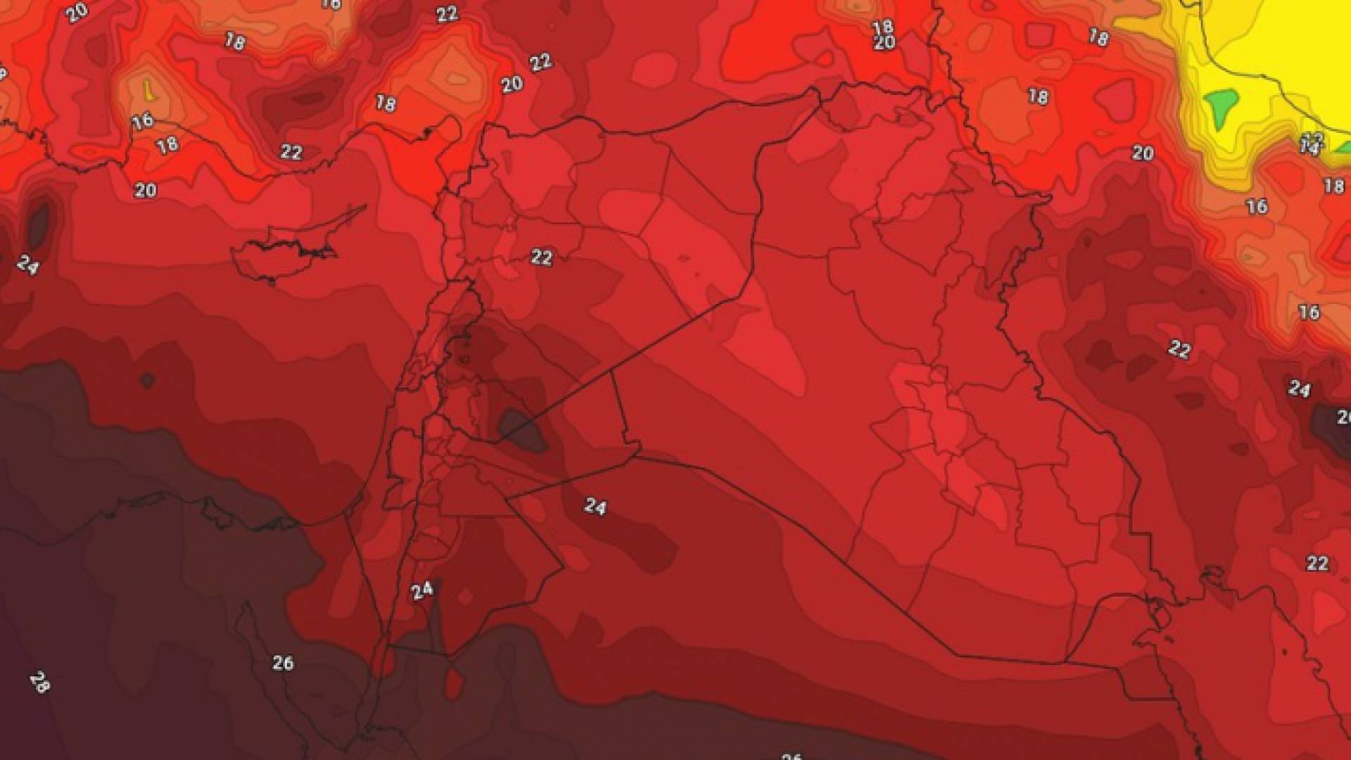 خريطة توضيحية من موقع طقس العرب