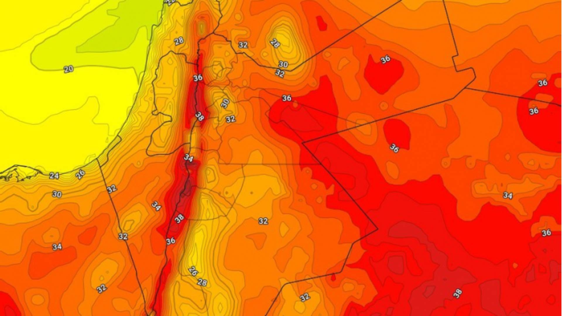 خريطة توضيحية من موقع طقس العرب