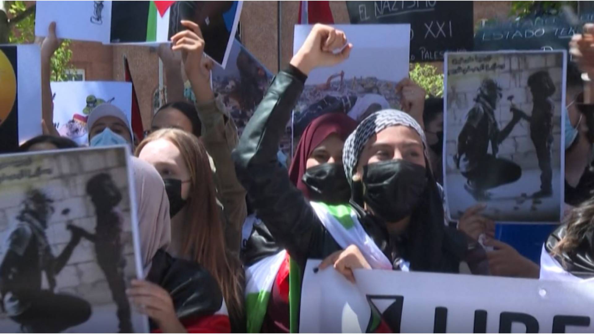 مظاهرات في إسبانيا للتضامن مع الشعب الفلسطيني وإنهاء الصداقة مع الاحتلال الاسرائيلي