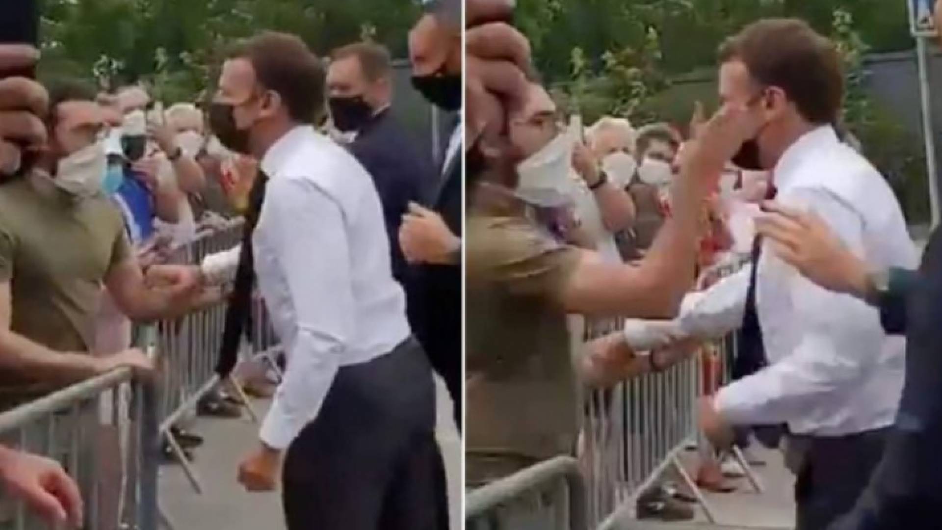 رجل يصفع ماركون في باريس