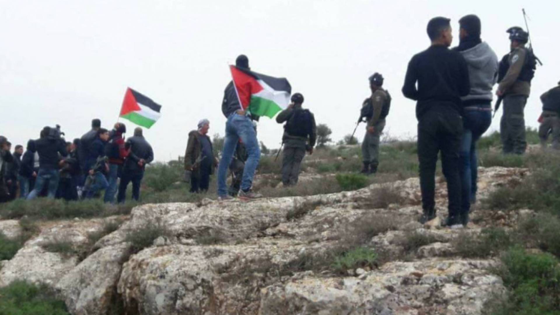 جانب من مظاهرة الفلسطينيين في جبل صبيح