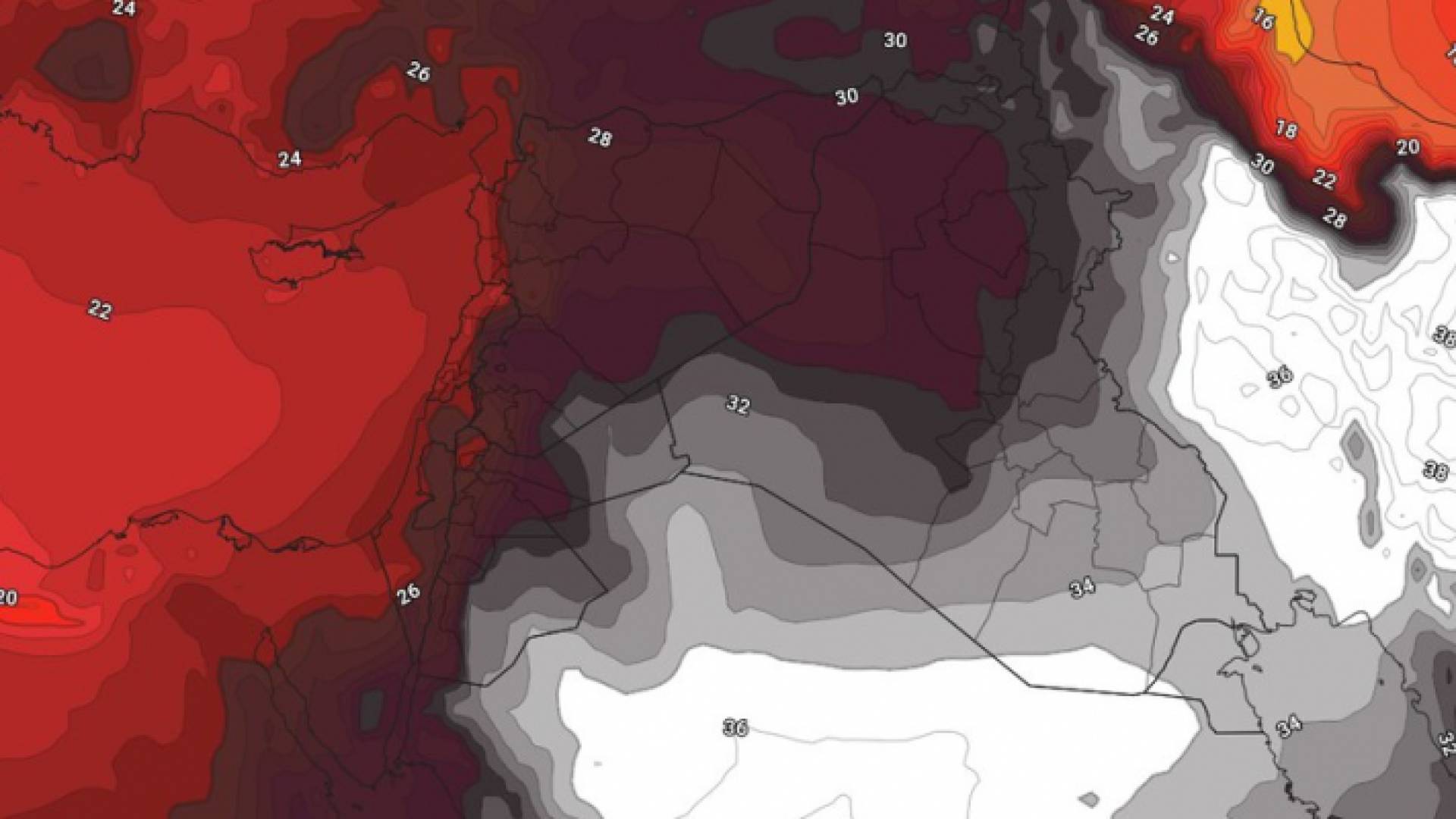 خريطة توضيحية من موقع طقس العرب