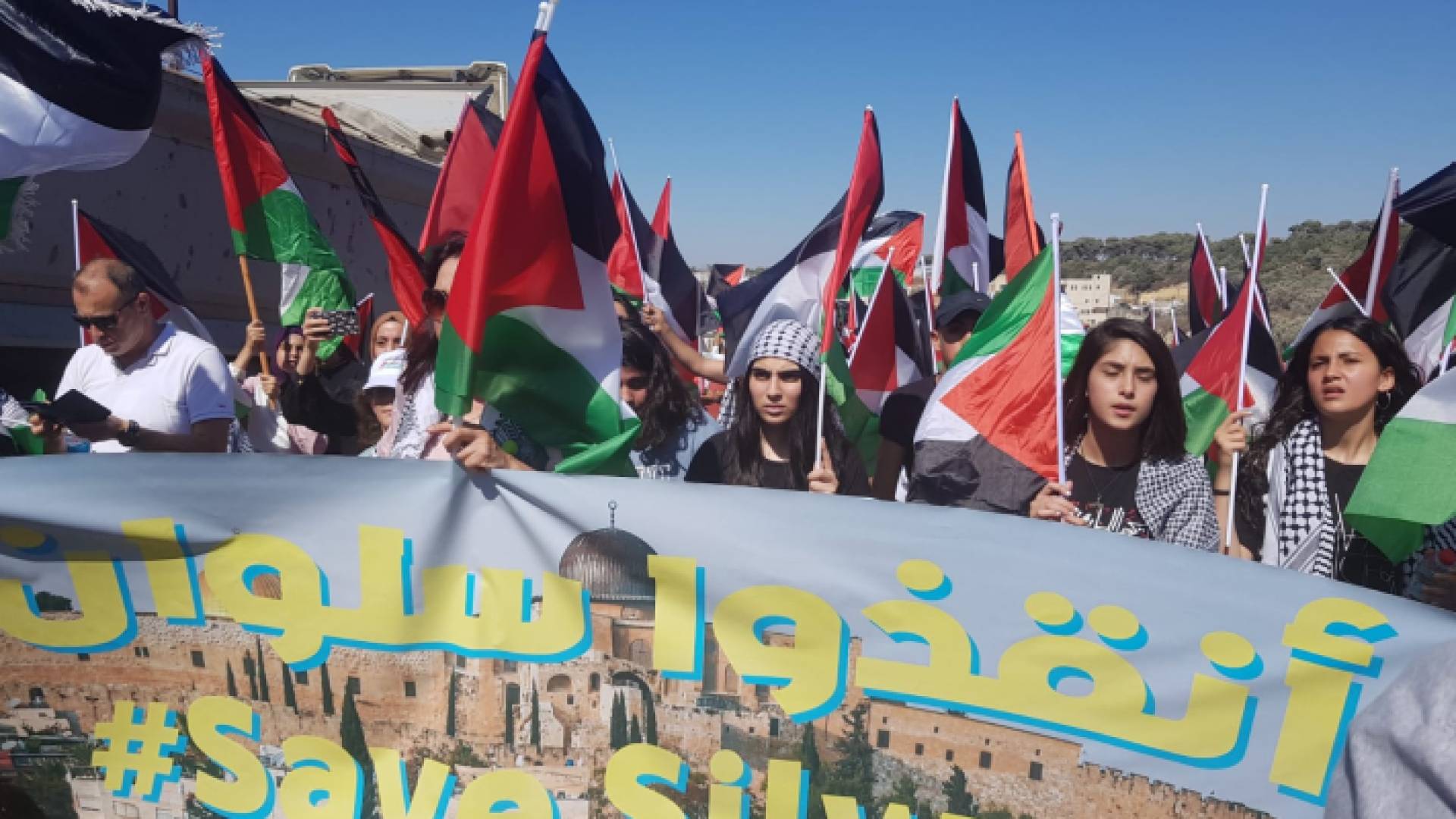 جانب من مسيرة الأعلام في مدينة أم الفحم بالداخل المحتل