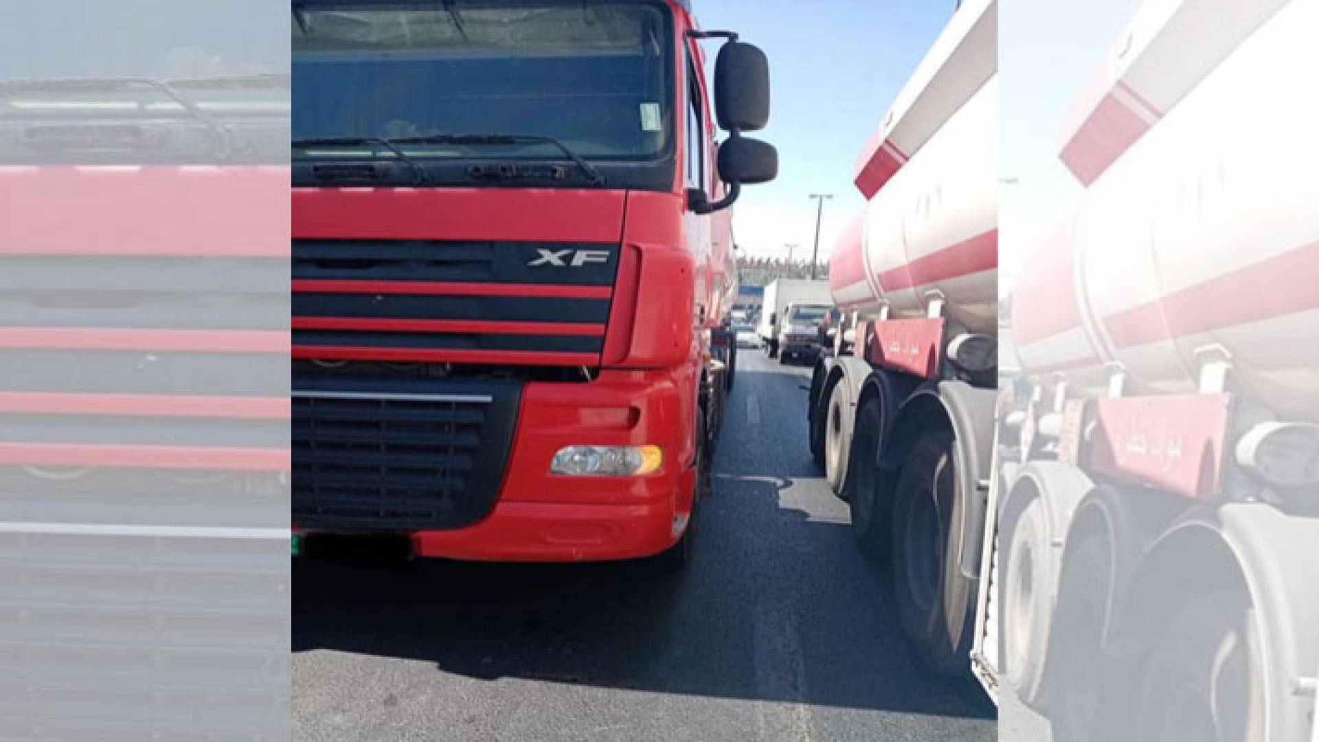 تعطل صهريج باطون في مدخل نفق خلدة باتجاه إشارة الأمير غازي