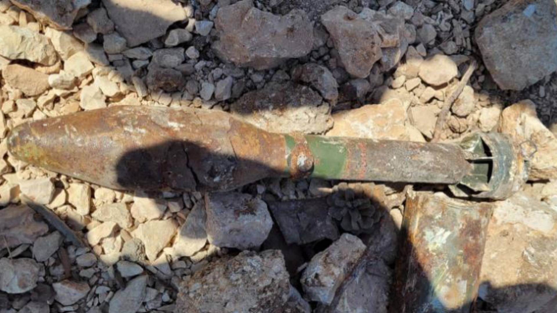 إحدى القذائف التي عثر عليها في مدينة القدس
