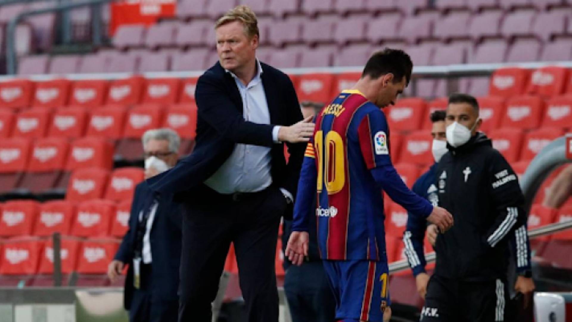 المدرب الهولندي رونالد كومان وليونيل ميسي - أرشيفية