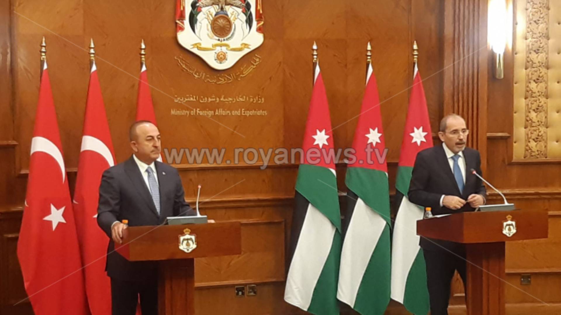 من المؤتمر الصحفي المشترك بين الصفدي وأوغلو