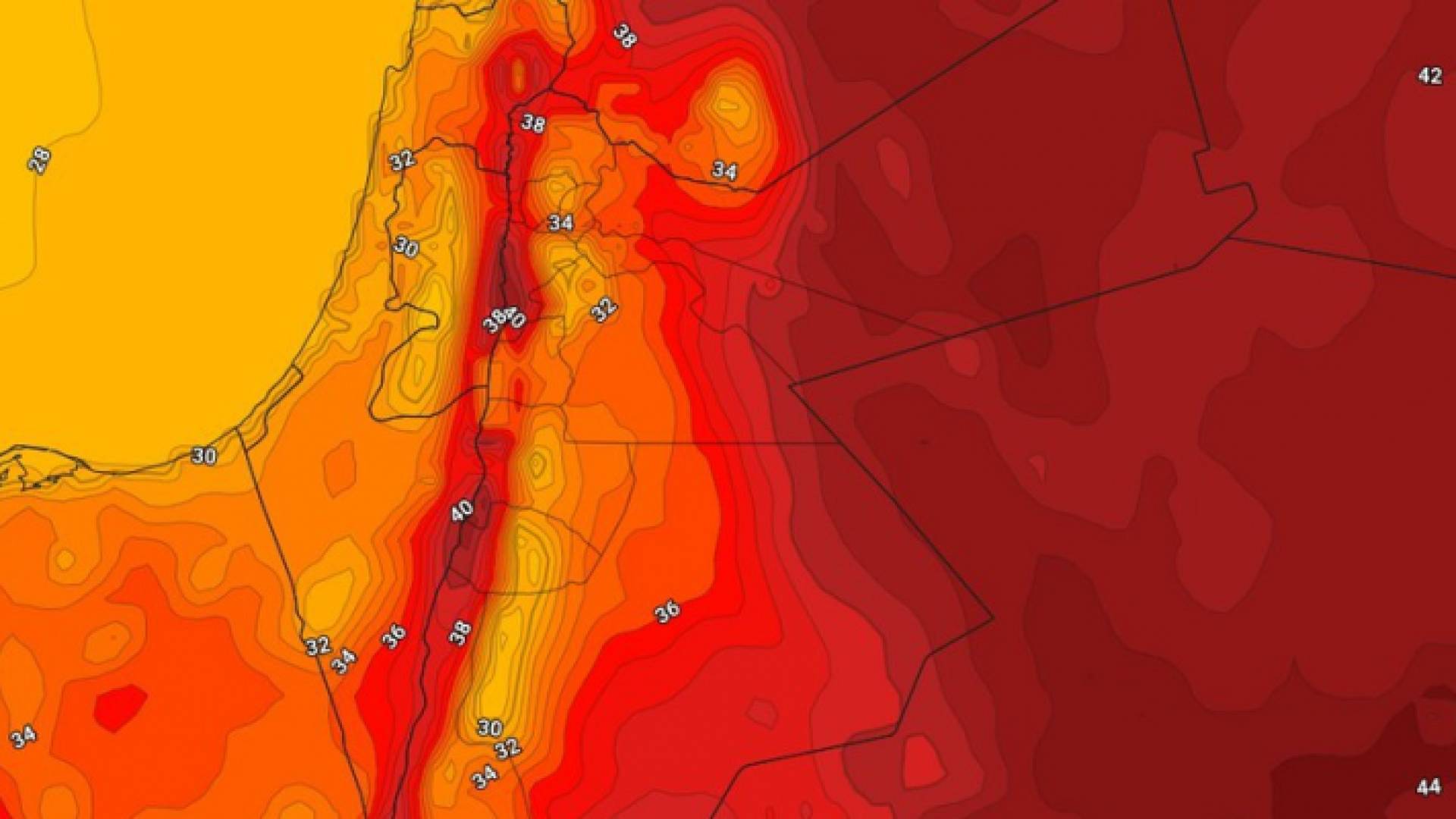 خريطة توضيحية من موقع طقس العرب