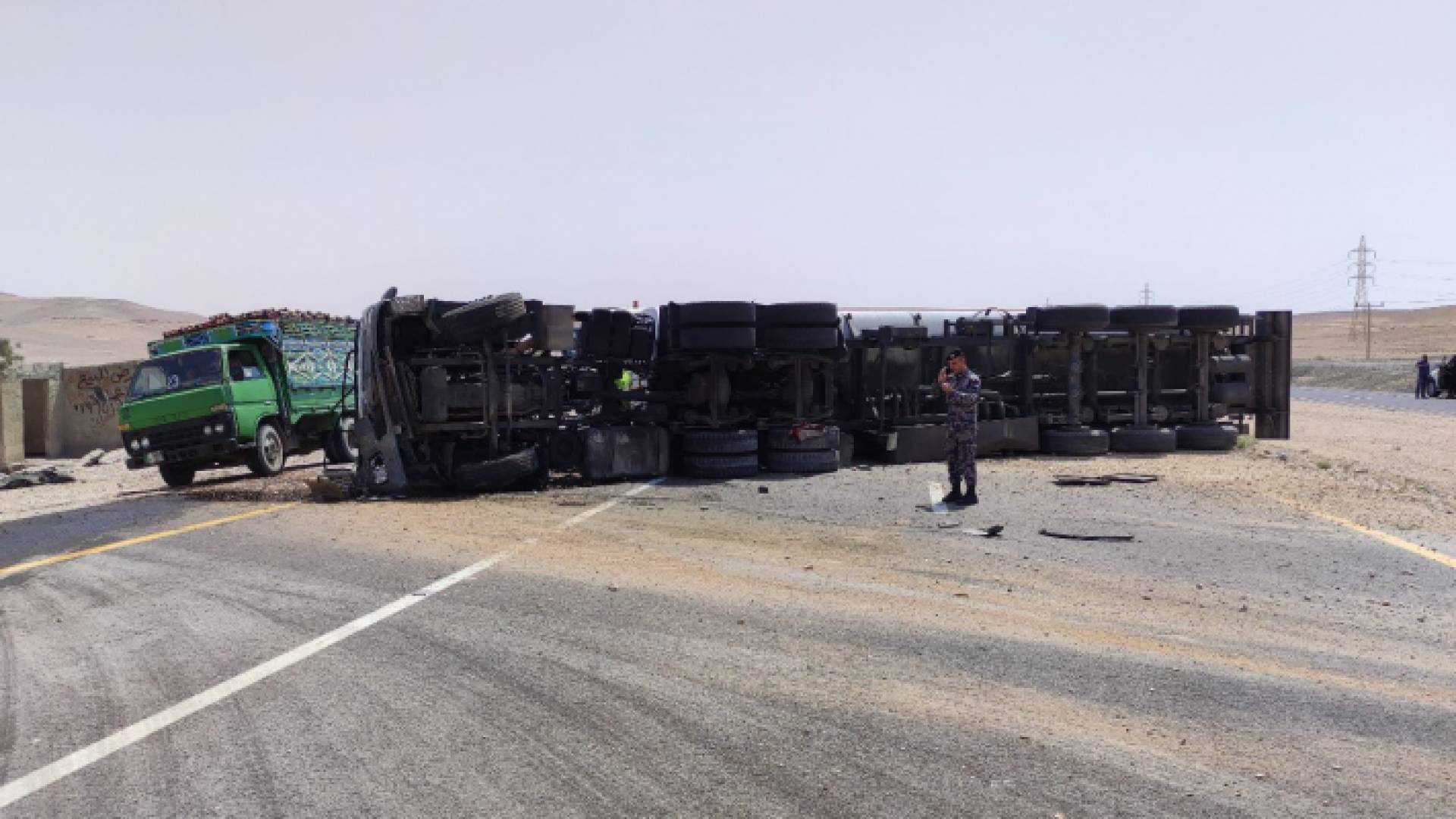 جانب من منطقة وقوع حادث السير