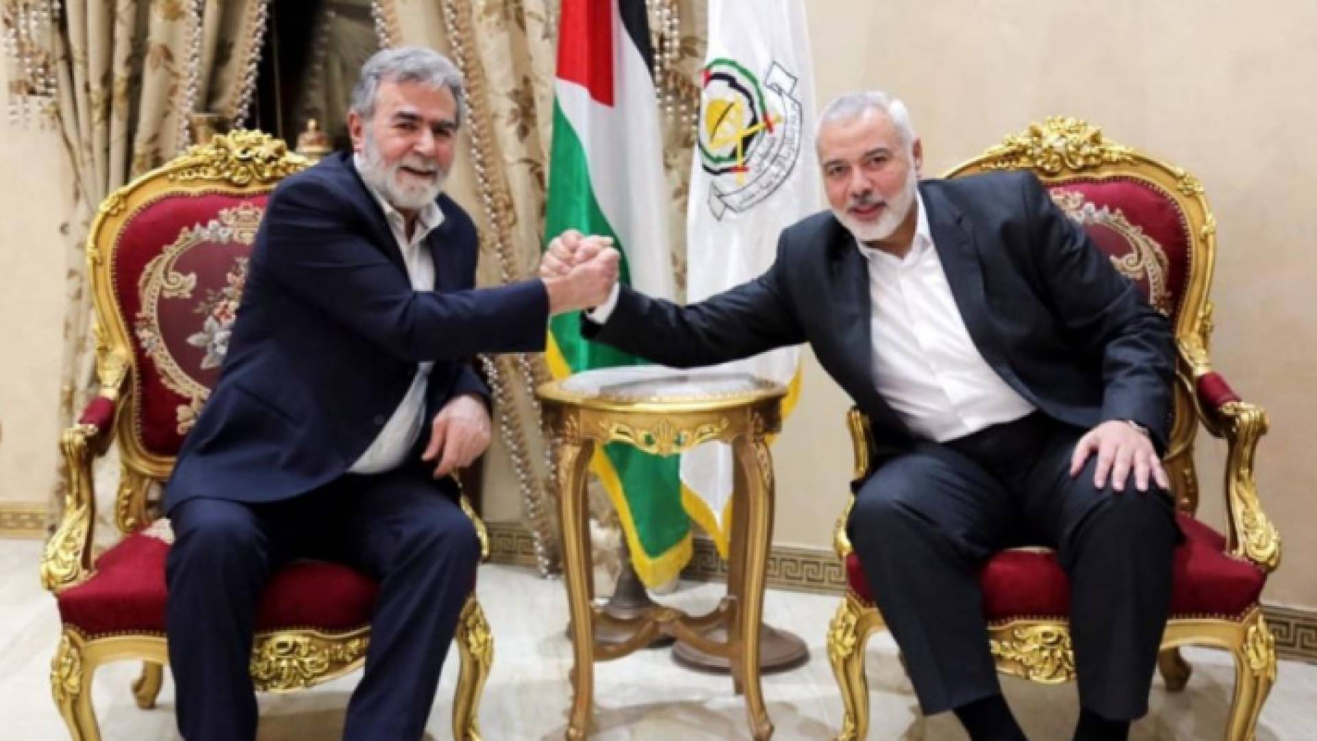 رئيس المكتب السياسي لحركة حماس إسماعيل هنية، والأمين العام لحركة الجهاد الإسلامي زياد النخالة