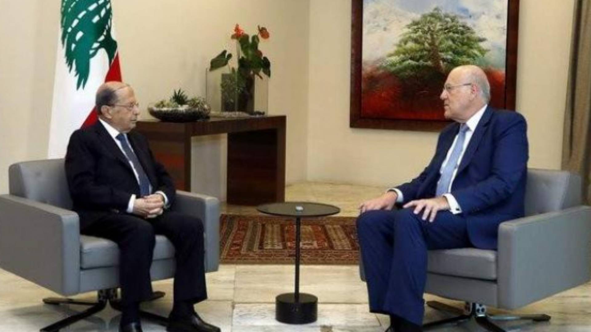 الرئيس اللبناني ورئيس الوزراء نجيب ميقاتي