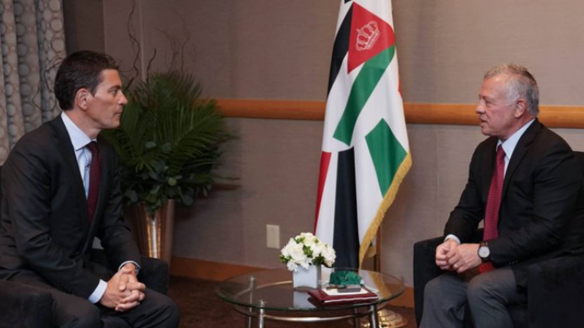 جلالة الملك يلتقي الرئيس والمدير التنفيذي للجنة الإنقاذ الدولية ديفيد ميليباند