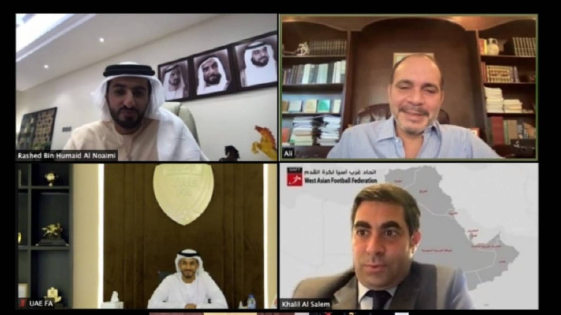 جانب من الاجتماع عبر تقنية الإتصال المرئي