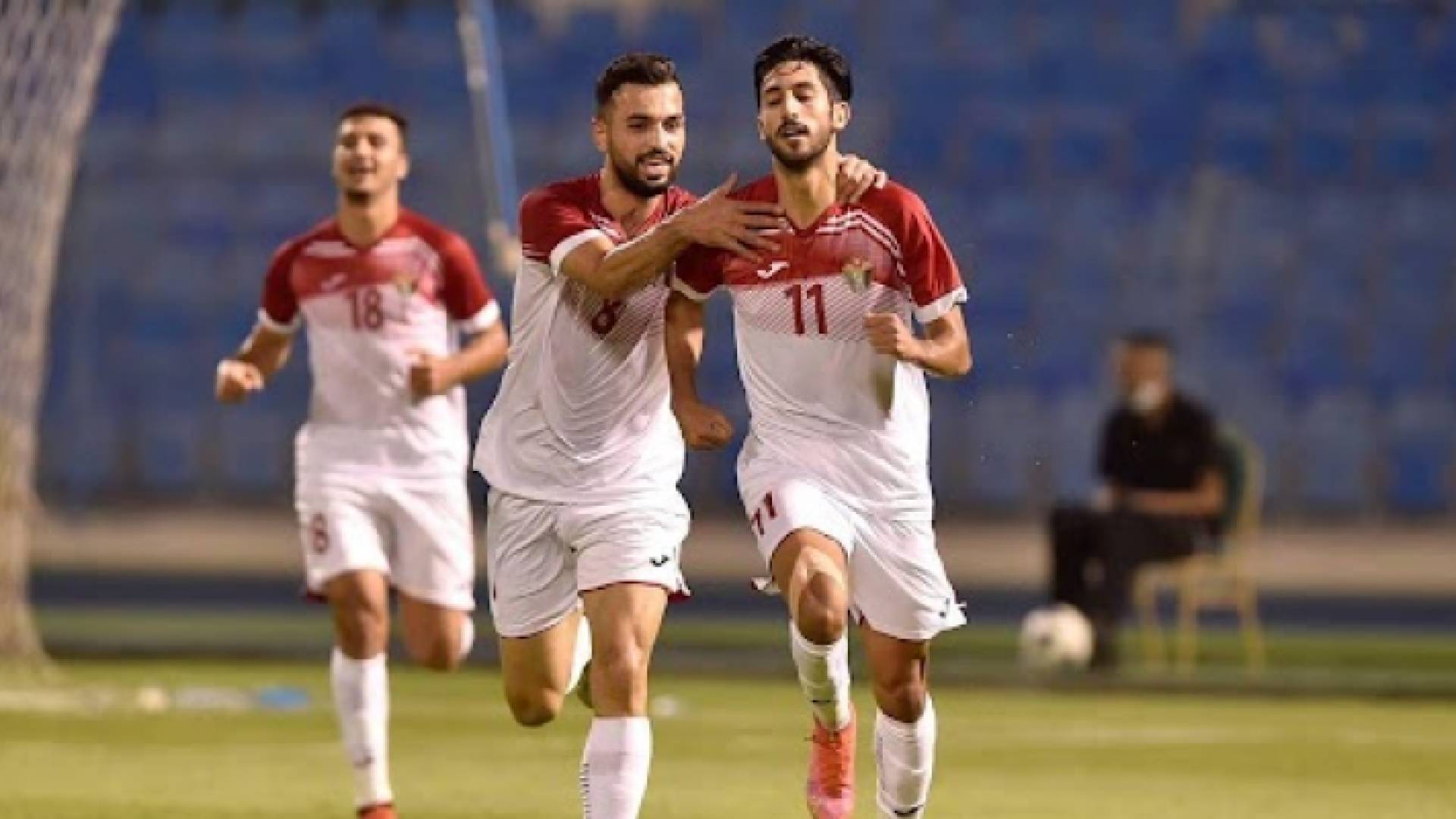 يزن النعيمات يحتفل بتسجيله الهدف الأول في شباك السعودية