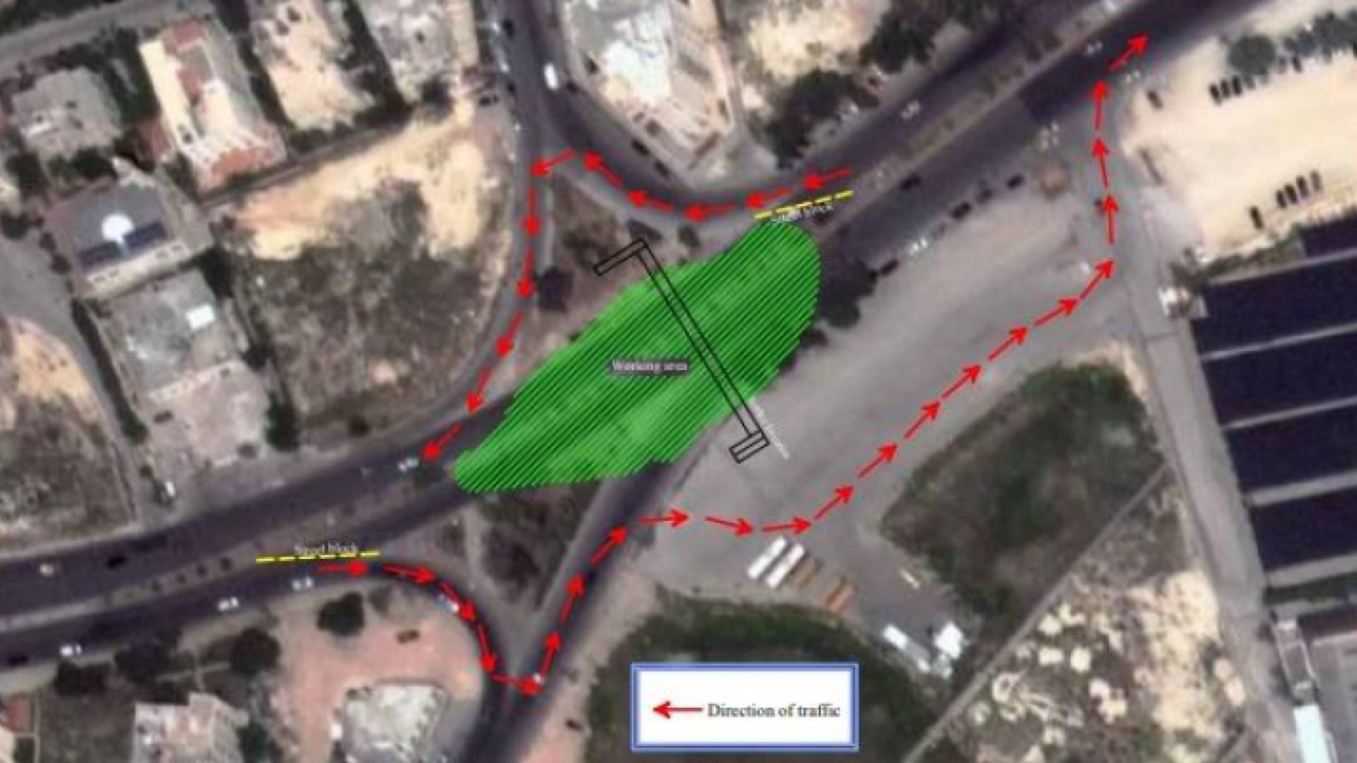 خارطة توضيحية لمكان التحولايات المرورية