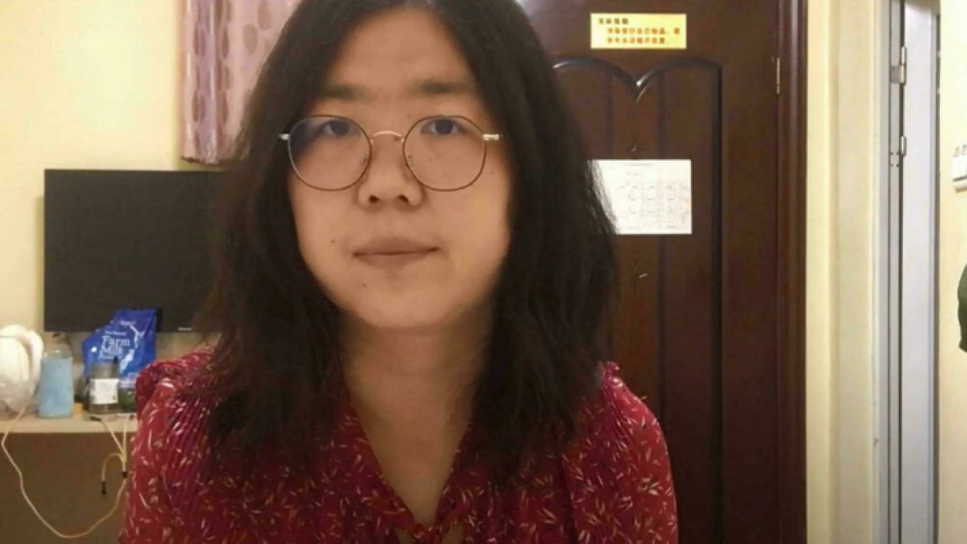 لقطة من شاشة يُعرض عليها فيديو غير مؤرخ على يوتيوب يظهر تشانغ تشان في 28 كانون الأول (ا ف ب)