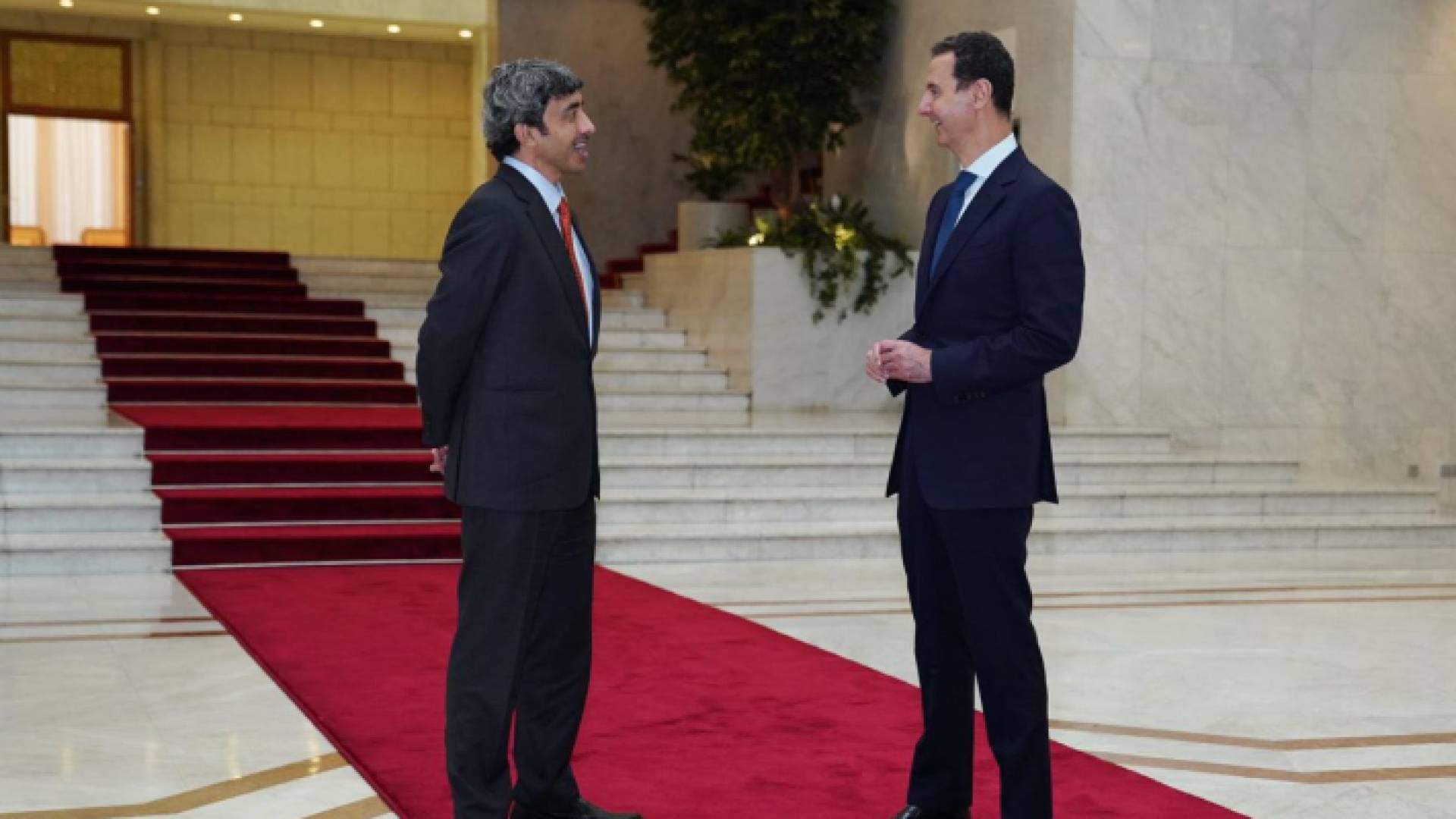 الرئيس السوري بشار الأسد يستقبل وزير الخارجية الإماراتي