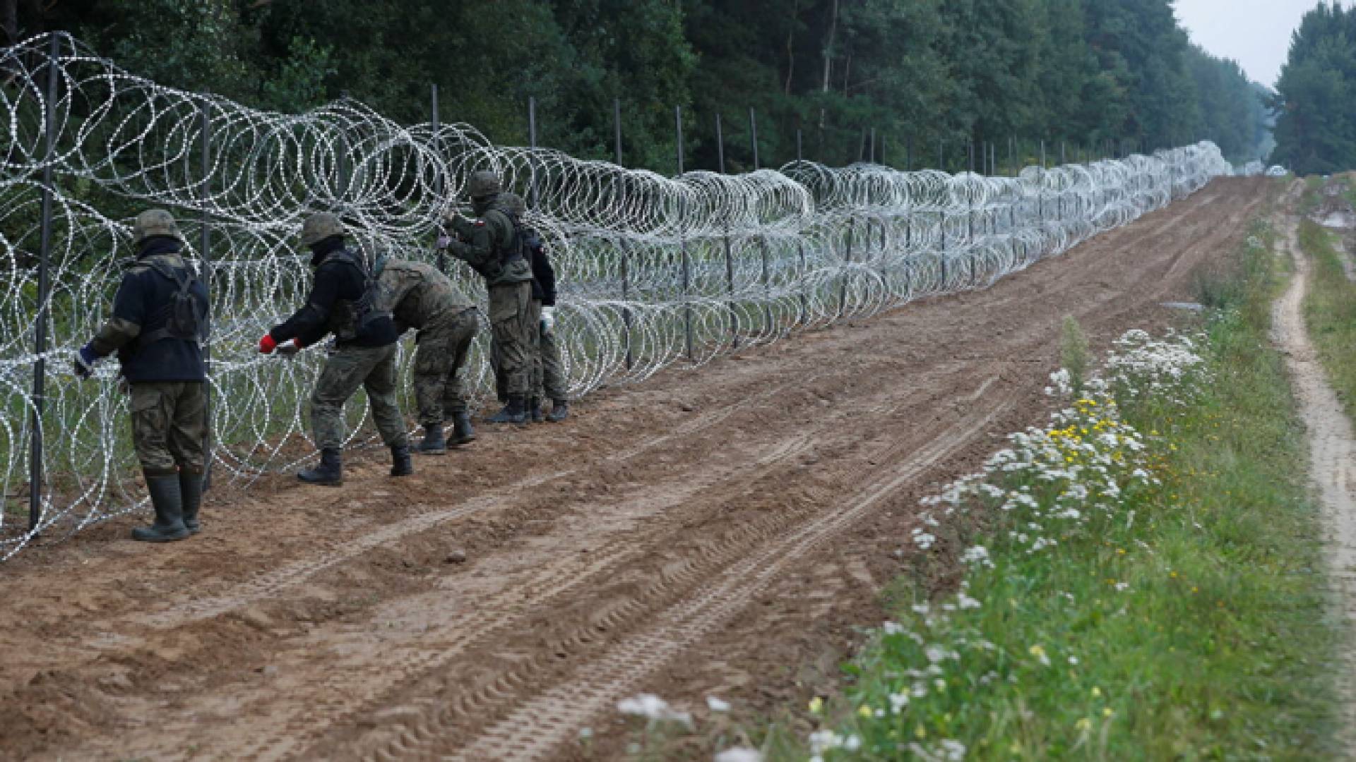 جنود بولنديون يضعون سياجا على الحدود مع بيلاروس - أرشيفية