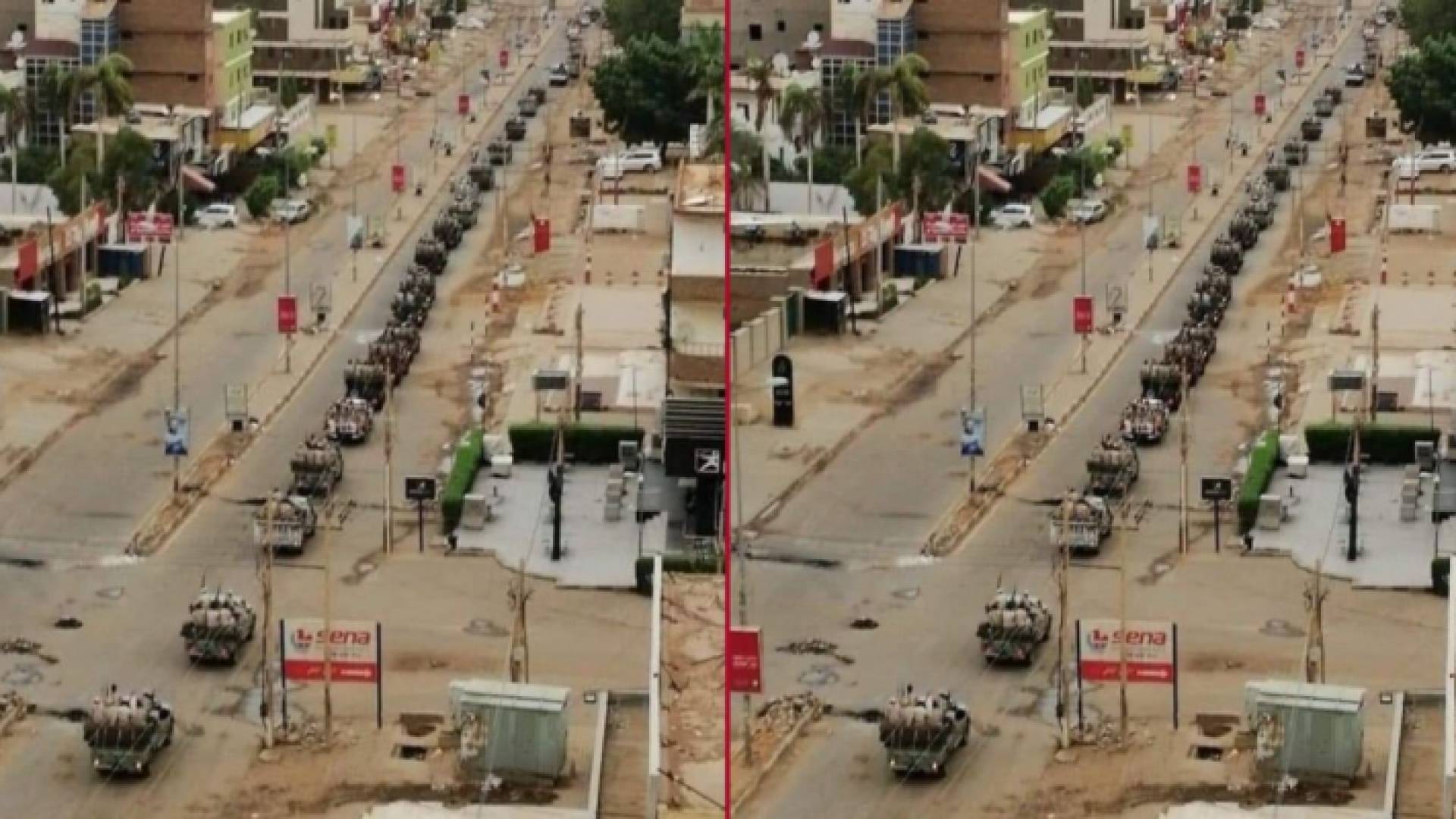 صورة متداولة لقوافل عسكرية تجوب شارع أم درمان في الخرطوم