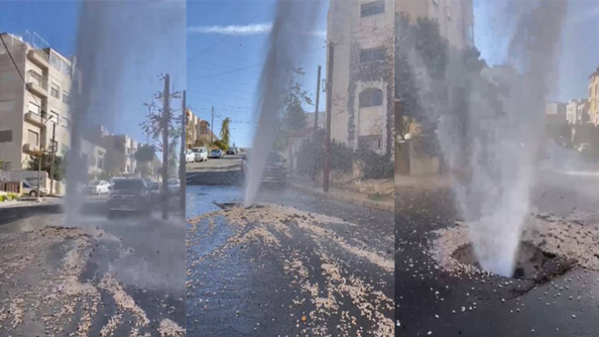 انفجار خط مياه رئيسي في محيط الدوار السابع