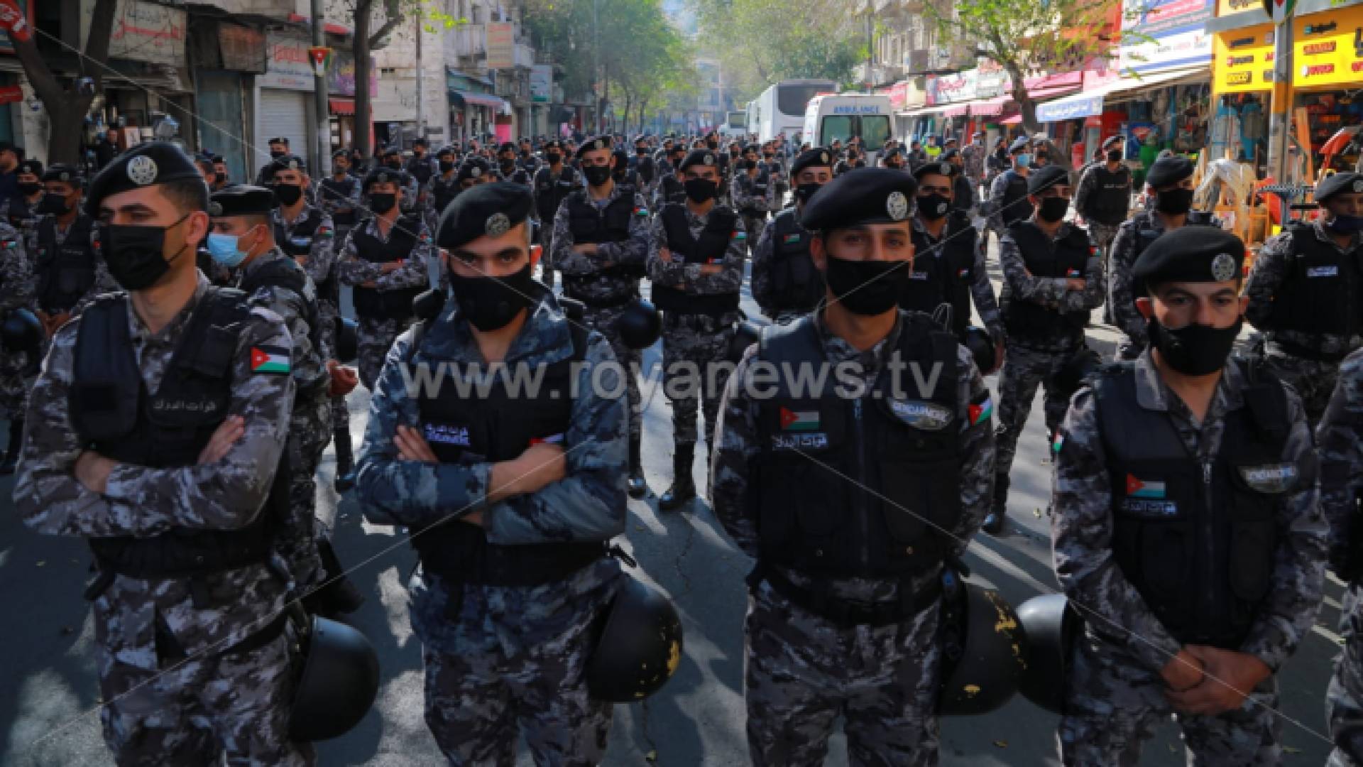 من التواجد الأمني في وسط البلد بالعاصمة عمان قبل انطلاق مسيرة منددة بـ"إعلان النوايا" - أرشيفية