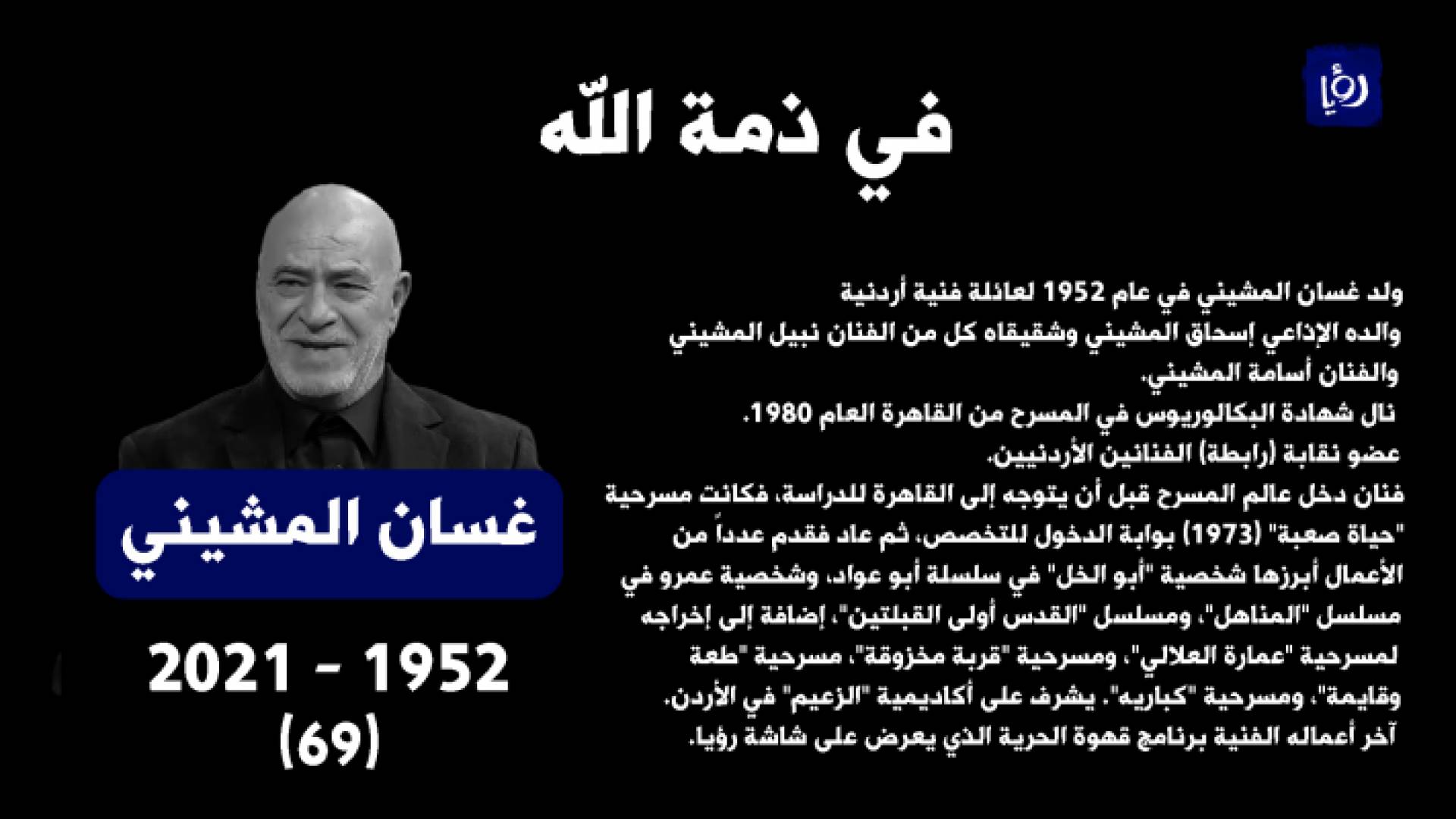 وفاة الفنان الأردني غسان المشيني