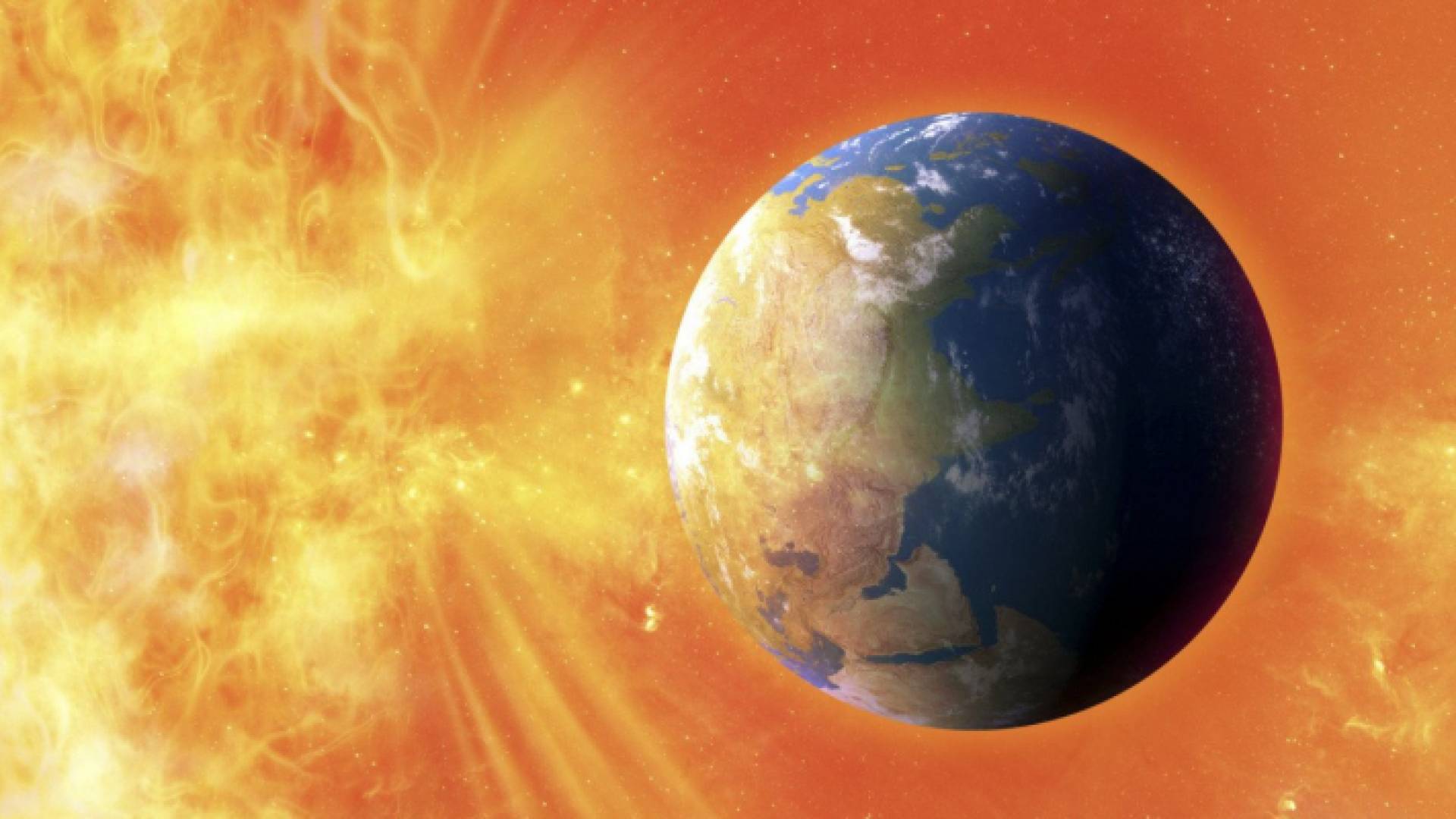 رسم توضيحي لشكل العاصفة الشمسية وتأثيرها على الأرض